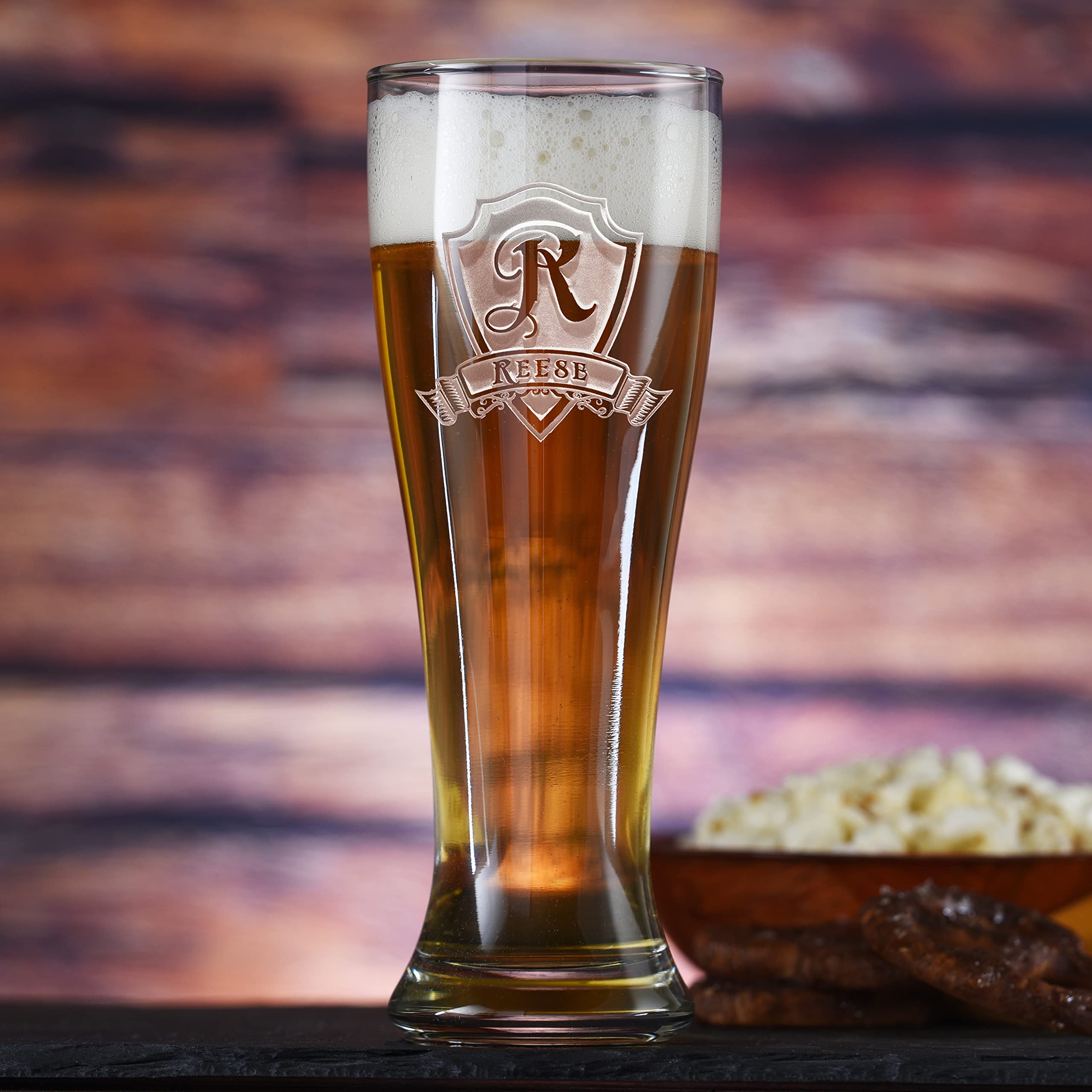 Personalized Engraved Pilsner Beer Glasses Set of 4 - 16oz Craft Beer Glasses for Lager, IPA, Ale - Perfect for Home Bars, Parties, Gifts & Special Occasions
