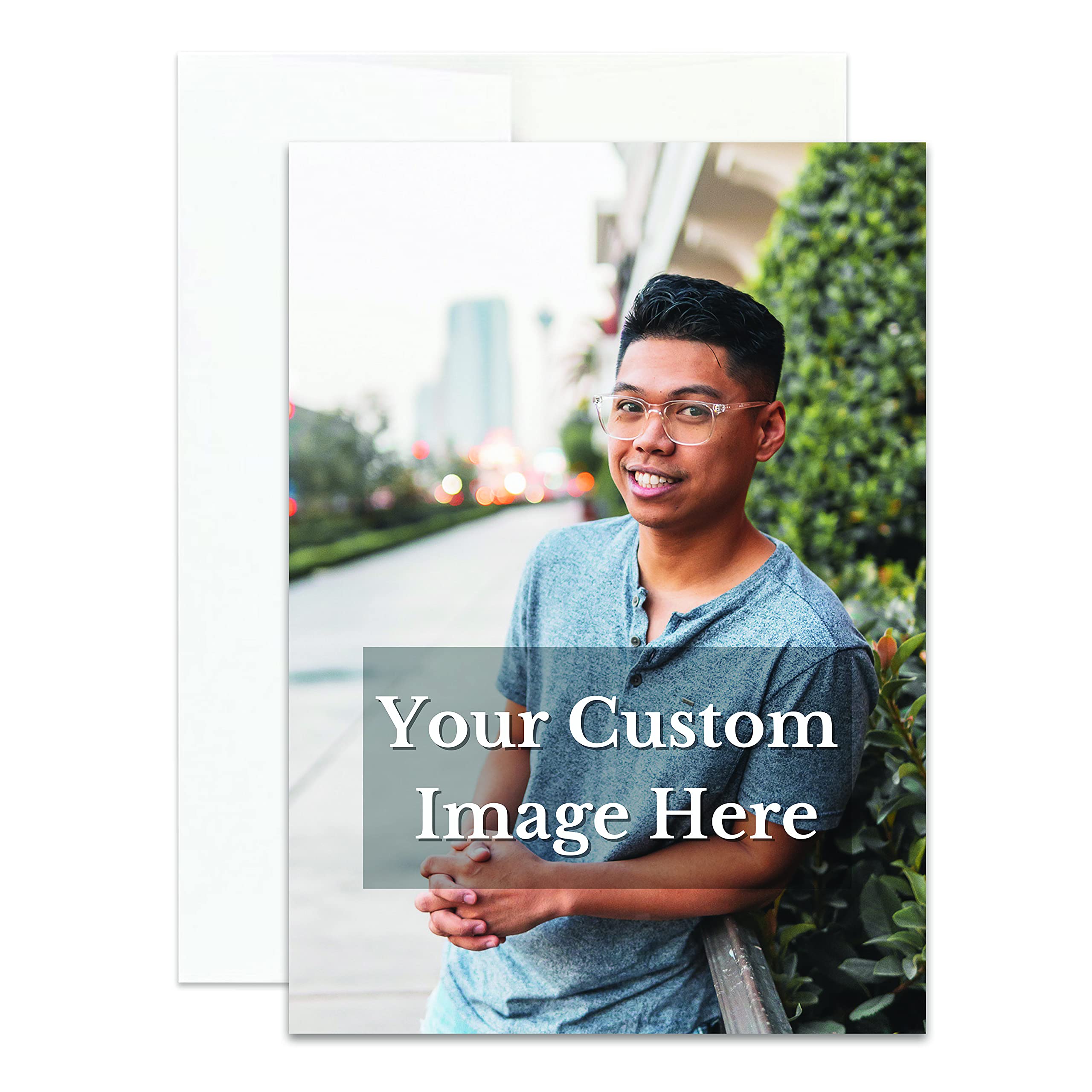 Personalized Photo Greeting Card - Custom Upload Your Image & Text - Perfect for Christmas, Holidays, Weddings, Birthdays, Thank You - Unique Single Card Gift for All Occasions