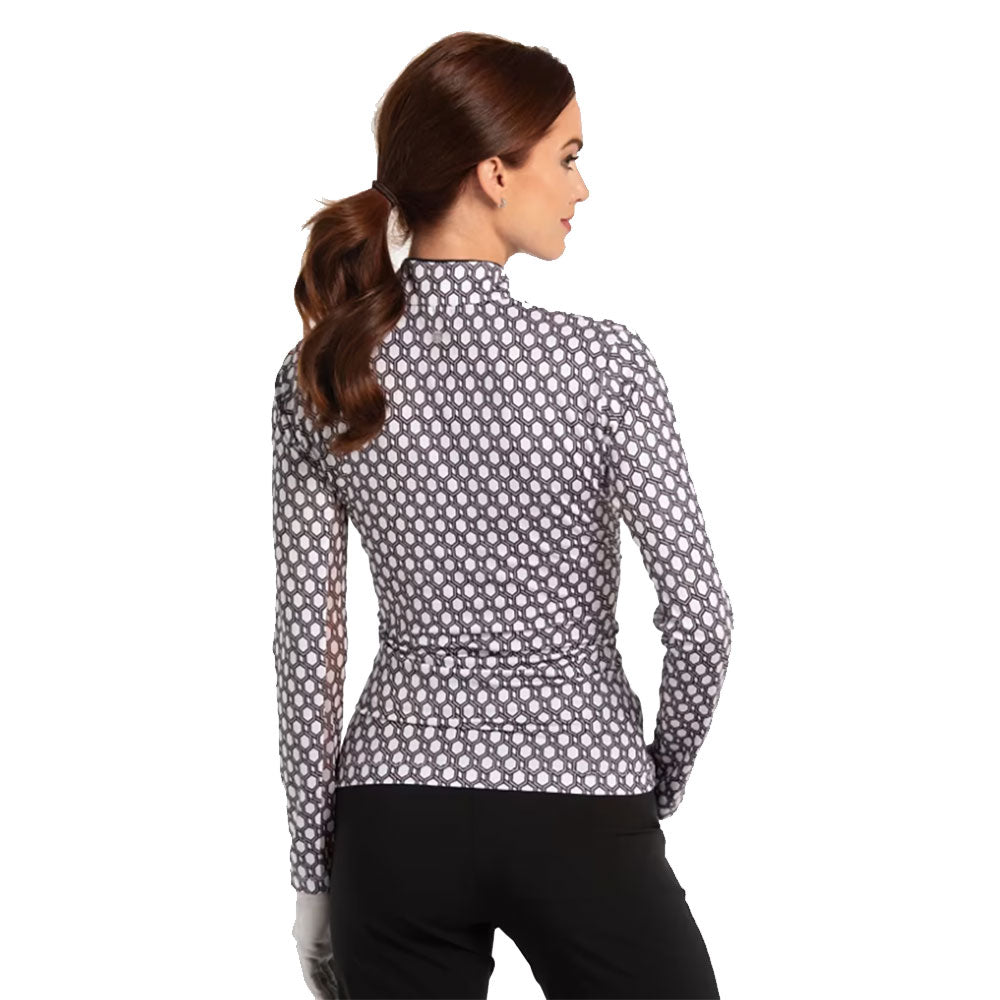 EP New York Geo Print Zip Mandarin Women's Golf Pullover - Stylish & Comfortable Golf Jacket for Women - Perfect for Golfing, Outdoor Activities & Casual Wear