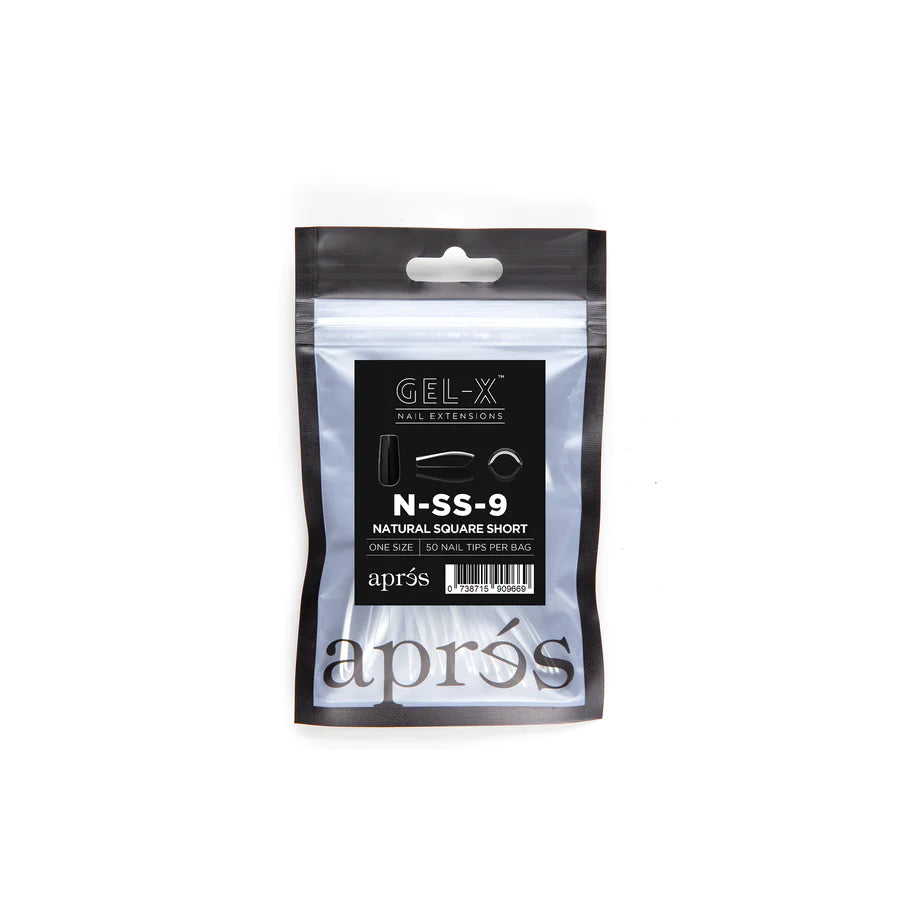 Apres Gel X Tips 50pc - Natural Short Square Nail Extensions for Easy DIY Manicures at Home | Salon-Quality Press-On Nails for Women