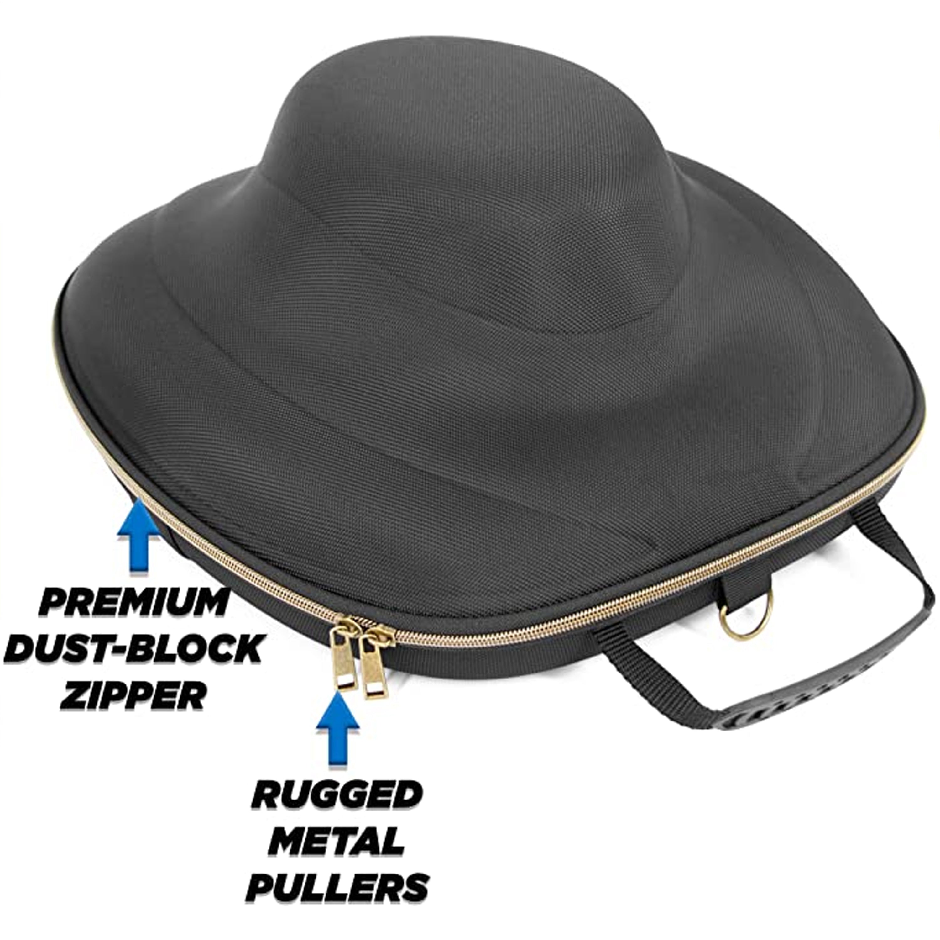 CASEMATIX Premium Hat Travel Case for Fedora, Panama, Bowler Hats - Durable Shoulder Strap & Protective Insert for Wide-Brim Hats Up to 3
