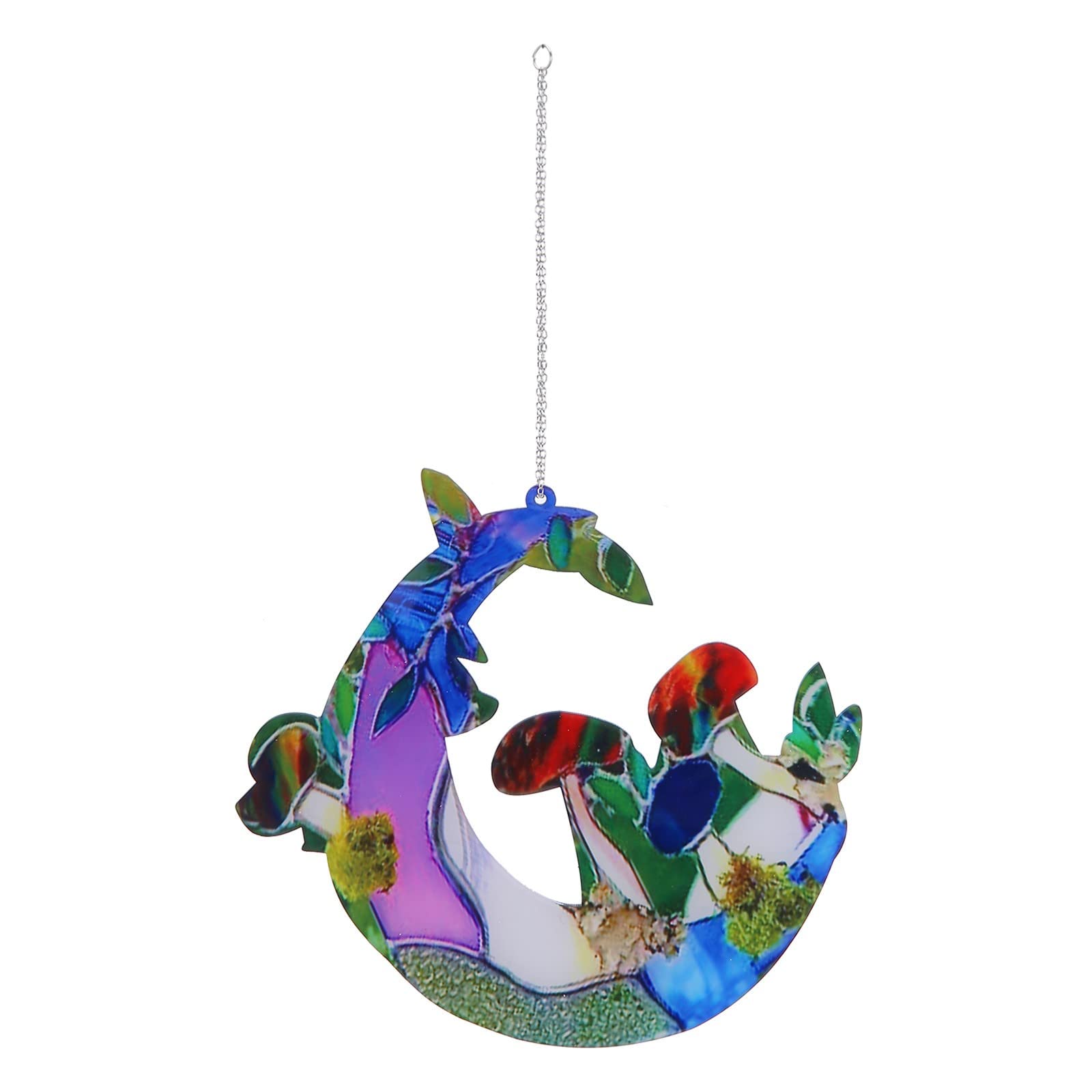 Rainbow Stained Glass Window Hanging Decor - Psychedelic Moon & Mushroom Sun Catcher for Home, Bedroom, Nursery | Perfect for Boho, Hippie & Gothic Room Aesthetics