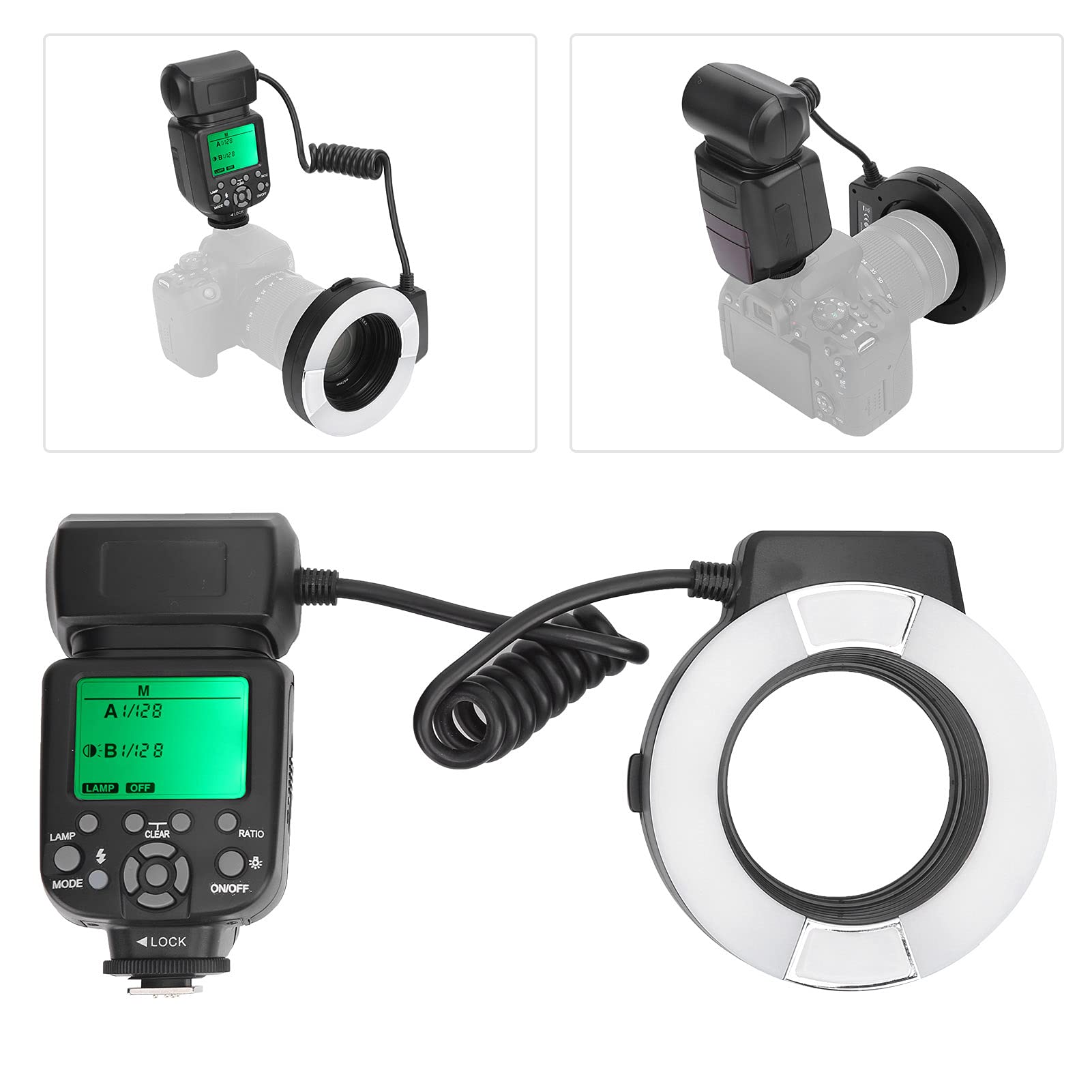 TTL Macro Ring Flash with Adapter for Nikon D7000 D5200 D5000 D3200 D3100 D90 D300S D600 - Perfect for Close-up Photography, Jewelry & Product Shooting