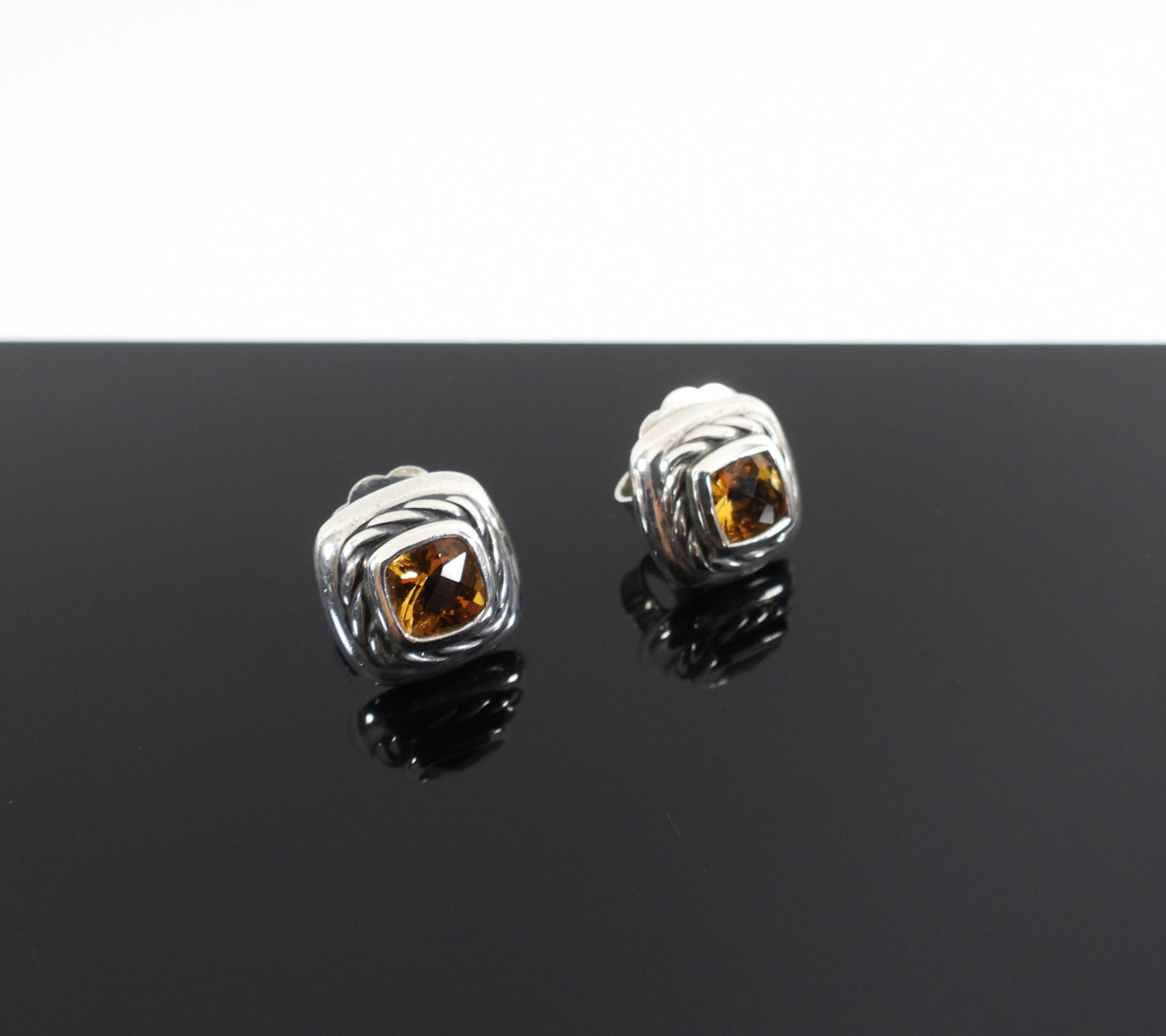 David Yurman Sterling Silver Small Citrine Stud Earrings for Women - Elegant Minimalist Jewelry for Everyday Wear, Gift Giving & Special Occasions