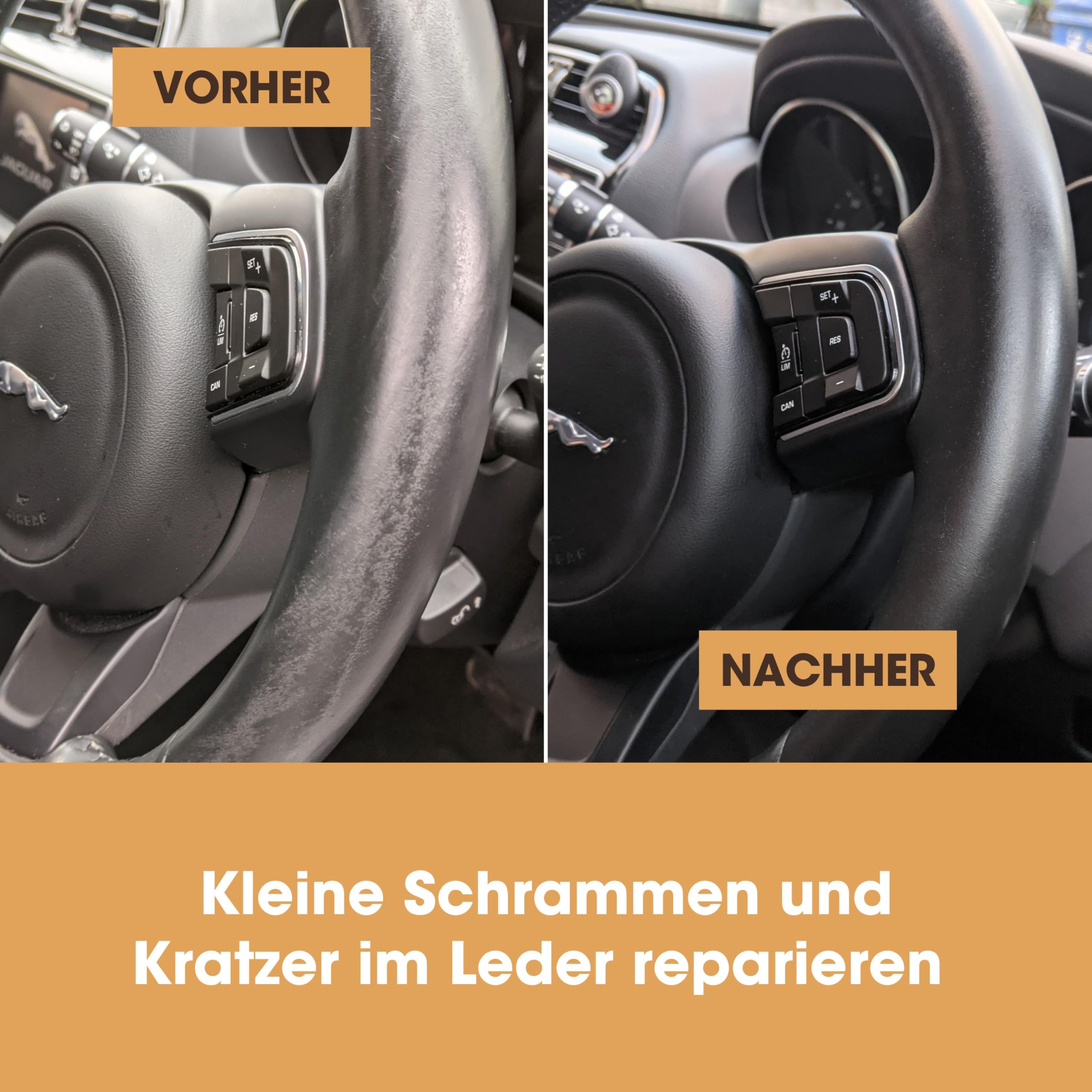 Furniture Clinic Leather Steering Wheel Repair Kit - Fix Tears, Scuffs & Scratches | DIY Car Interior Restoration for Luxury Vehicles & Classic Cars