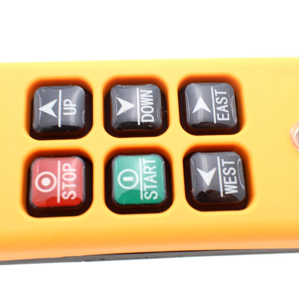 6 Key Industrial Crane Remote Control Wireless Transmitter with Push Button Switch (AC/DC 12-24V) - Perfect for Overhead Cranes, Hoists, and Material Handling Equipment