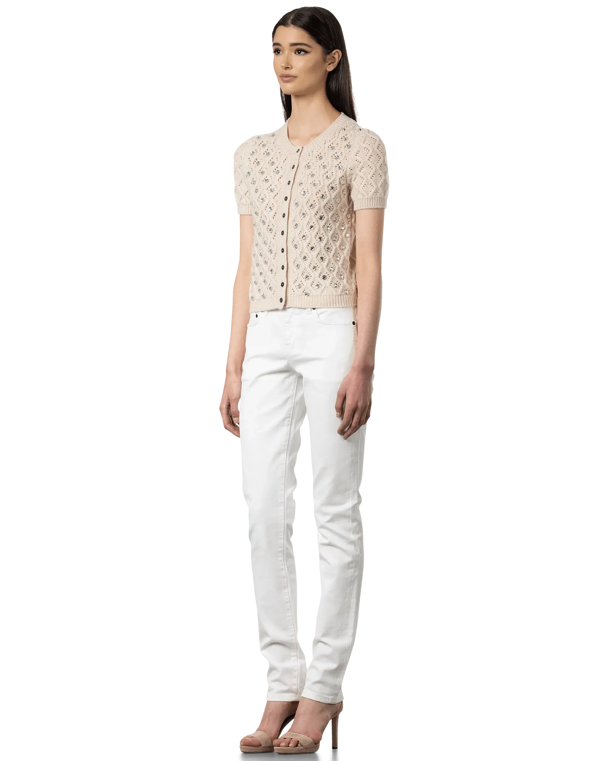 Luxury Embroidered Losanghe Cashmere Cardigan for Women - Soft & Warm Winter Sweater - Perfect for Office, Travel & Casual Wear