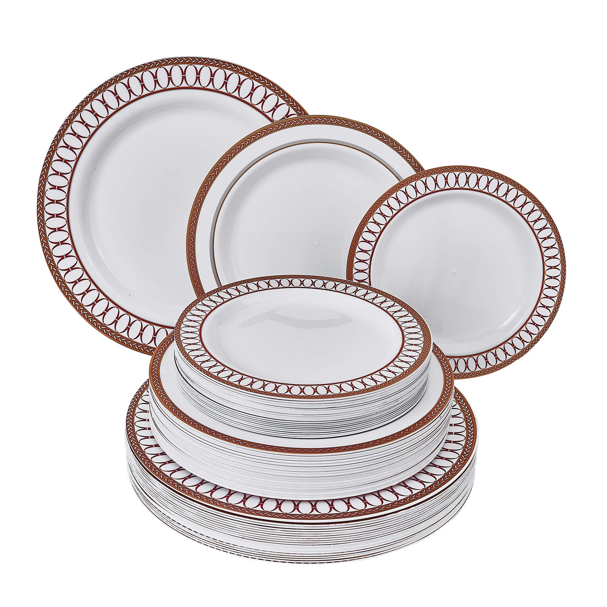 Premium 20-Piece Red Holiday Plastic Plate Set - 10.25
