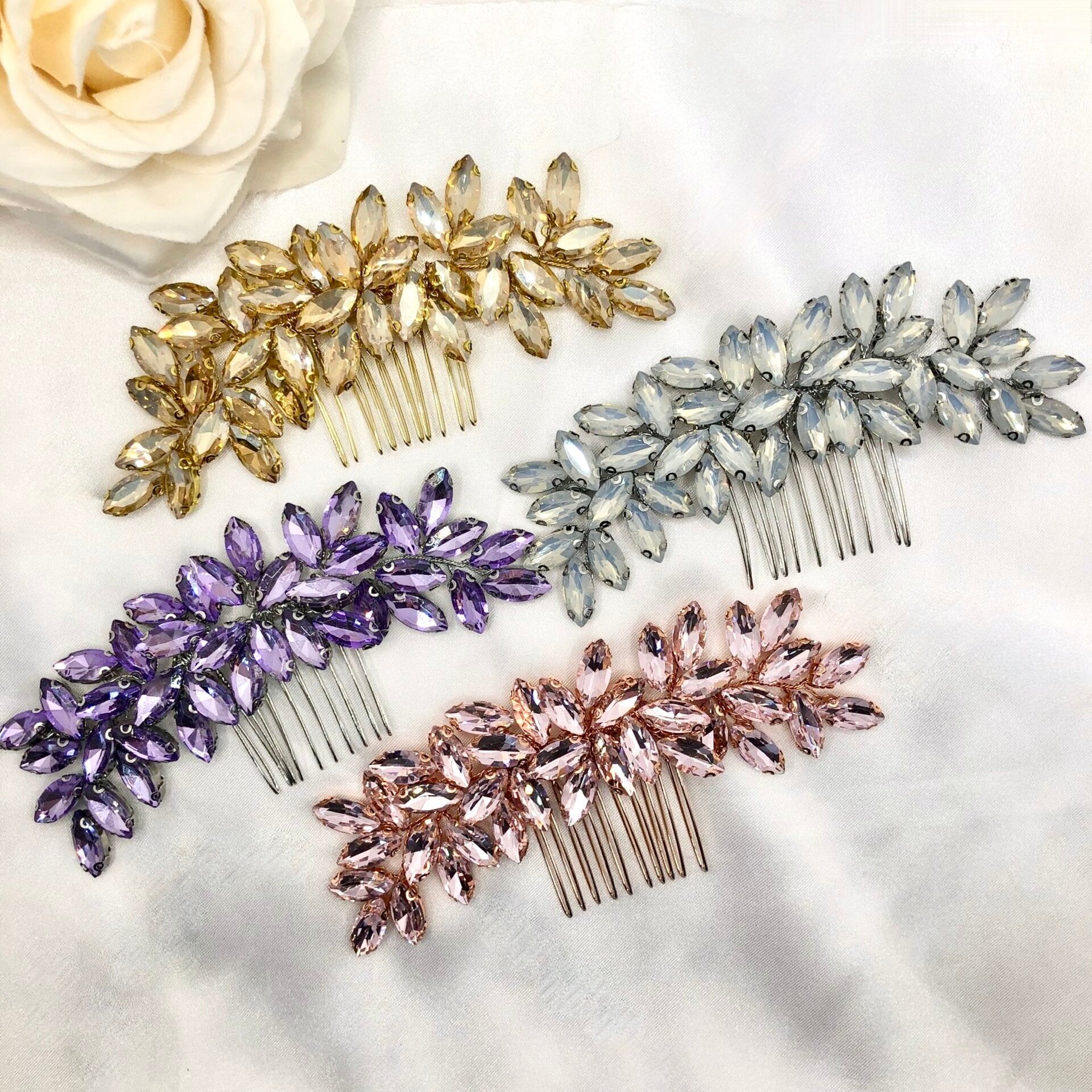 Indigo Crystal Bridal Hair Comb - Elegant Wedding Hair Accessory for Brides, Bridesmaids & Prom (Multiple Colors Available) | Perfect for Weddings, Formal Events & Special Occasions