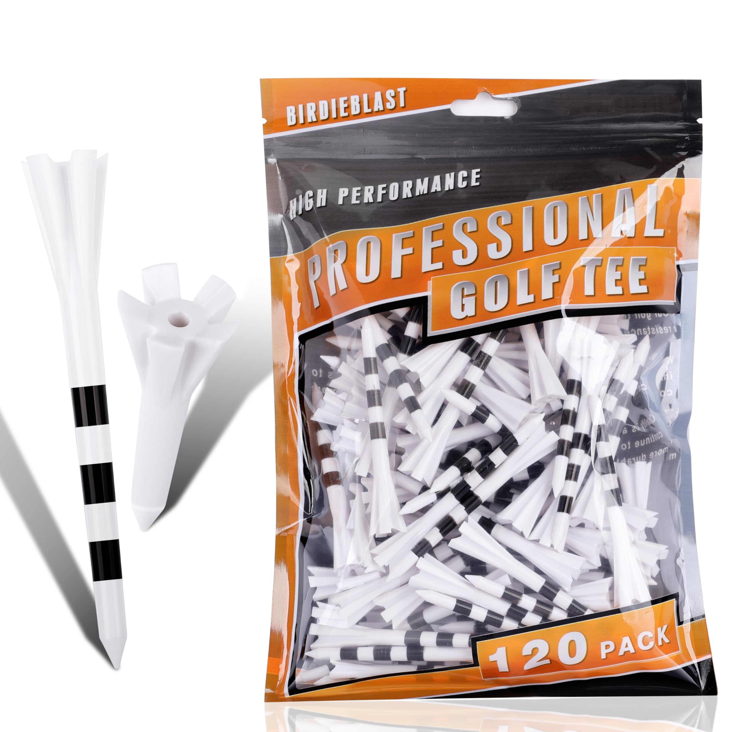 120 Pack Professional Plastic Golf Tees - 100 Driver & 20 Iron Tees with 5 Prongs for Reduced Friction & Side Spin | Durable Plastic Golf Accessories for Driving Range & Course Play