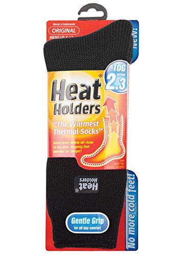 Heat Holders Original Thermal Socks for Men - Ultra Warm Winter Socks Size 7-12 (3-Pack, Black) - Perfect for Cold Weather, Outdoor Activities & Winter Sports