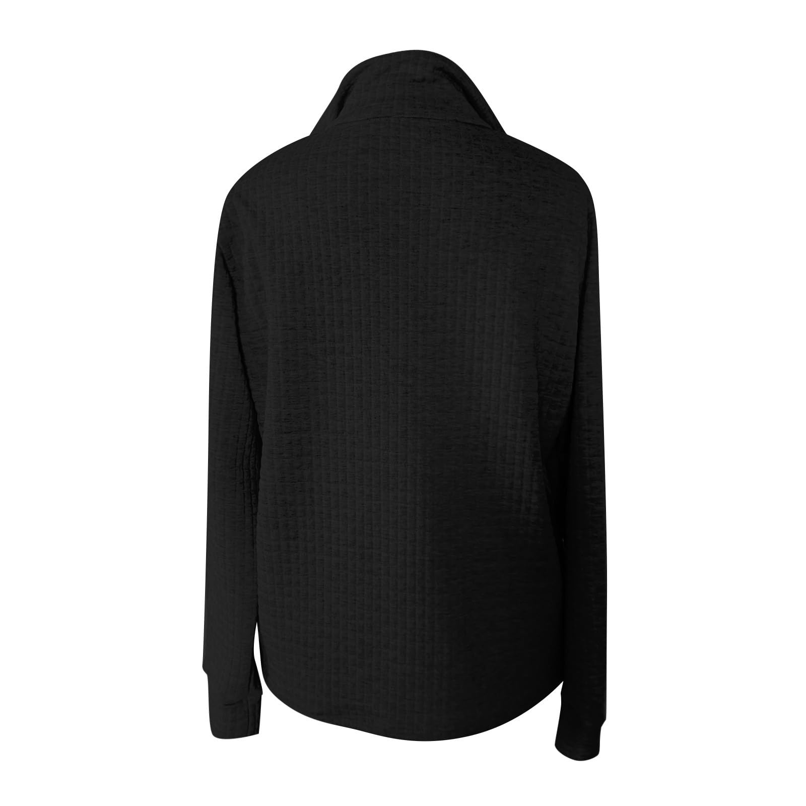 DABAOK Women's Long Sleeve V-Neck Blouse with 3/4 Sleeves & Zipper Collar - Stretchy Spandex Cotton Shirt for Work, Office, and Casual Wear