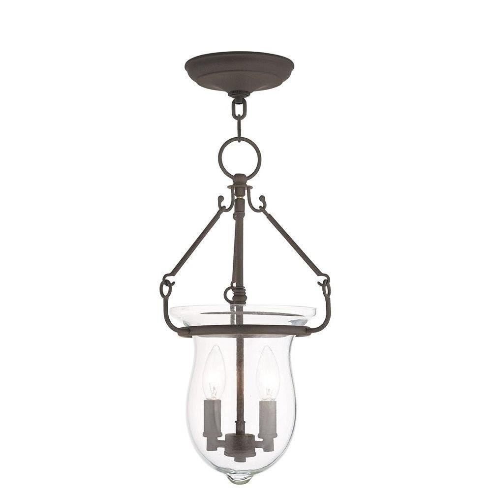 Livex Lighting 50294-07 18-Inch Bronze Pendant Light with Clear Glass Shade - Perfect for Kitchen Island, Dining Room, and Entryway Lighting