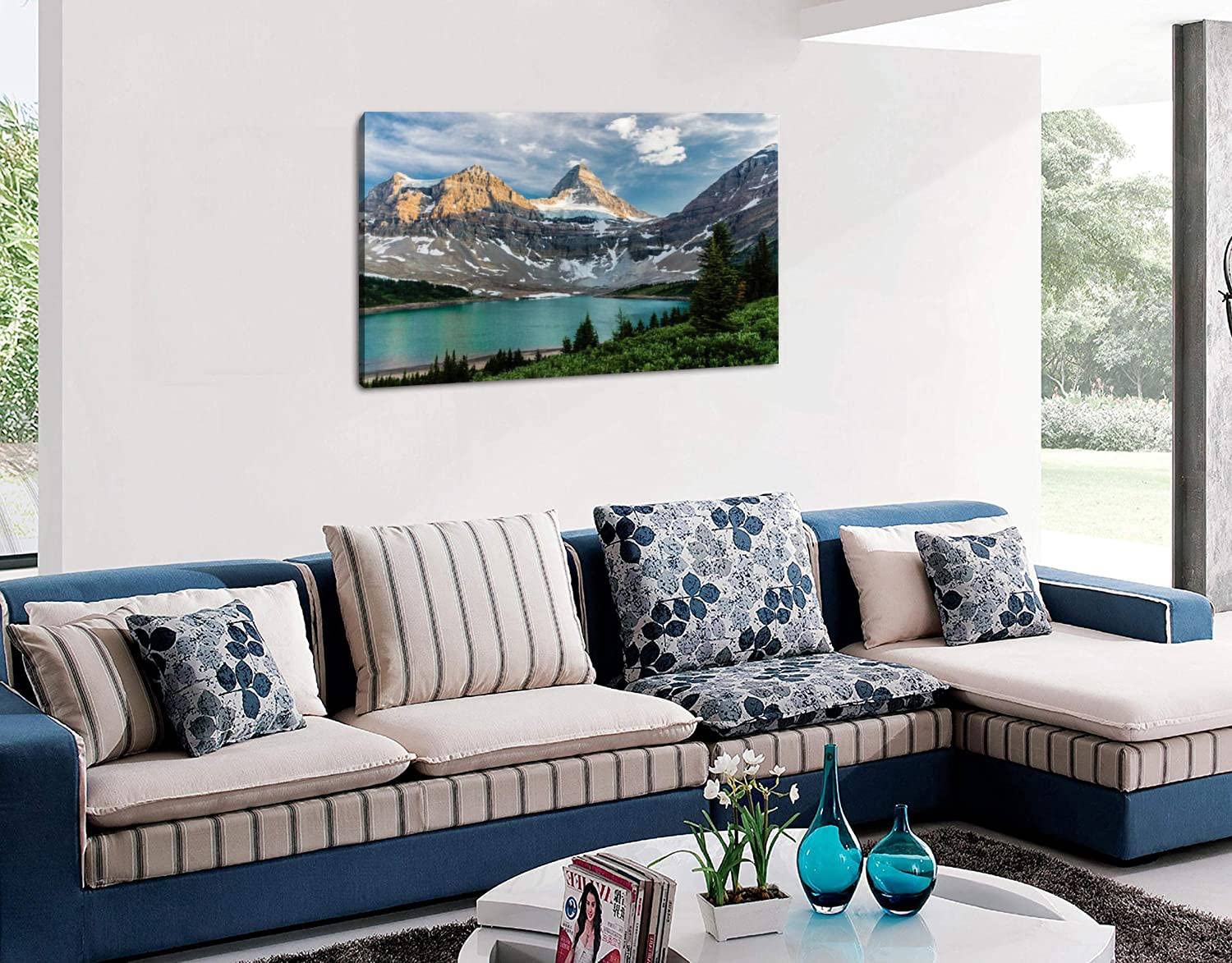 23x34 Inch Modern Framed Canvas Painting - Mount Assiniboine Lake Wall Art Print for Home & Office Decor | Living Room Wall Picture, Housewarming Gift | Perfect for Bedroom, Dining Room & Office Spaces