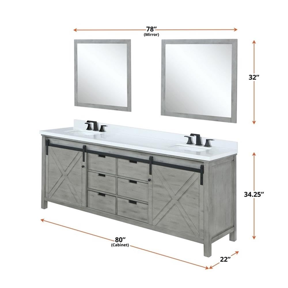 Marsyas 80 Inch Wide x 22 Inch Deep Double Bathroom Vanity in Ash Grey - Perfect for Master Bathroom Renovation and Modern Home Decor