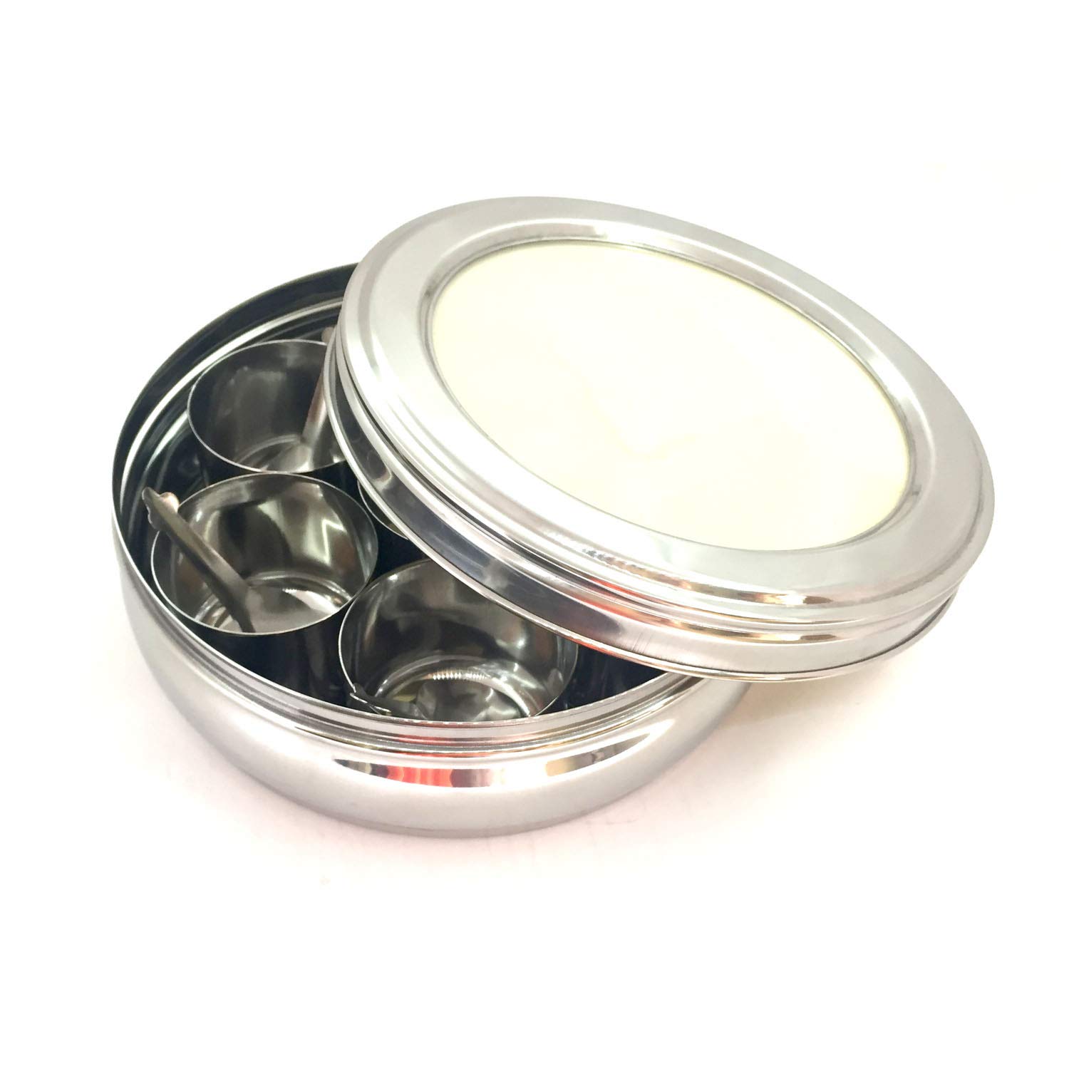 Premium Stainless Steel Masala Dabba - 7 Compartment Indian Spice Box with Spoon | Airtight Spice Storage Container for Kitchen, Cooking & Indian Cuisine | Perfect for Chefs, Home Cooks & Spice Lovers