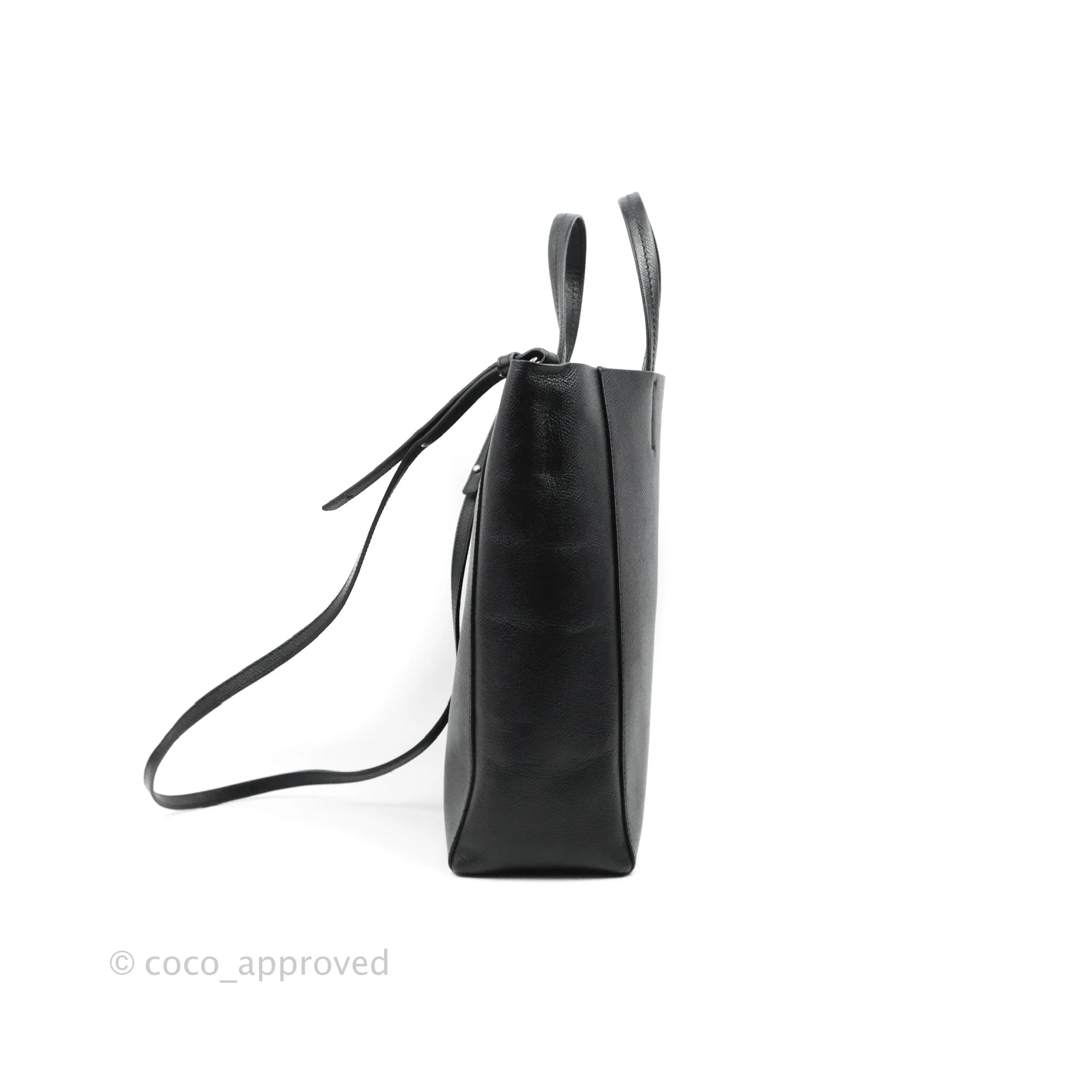 Celine Small Vertical Cabas Tote Bag in Black Grained Calfskin with Silver Hardware - Perfect for Work, Travel & Everyday Luxury