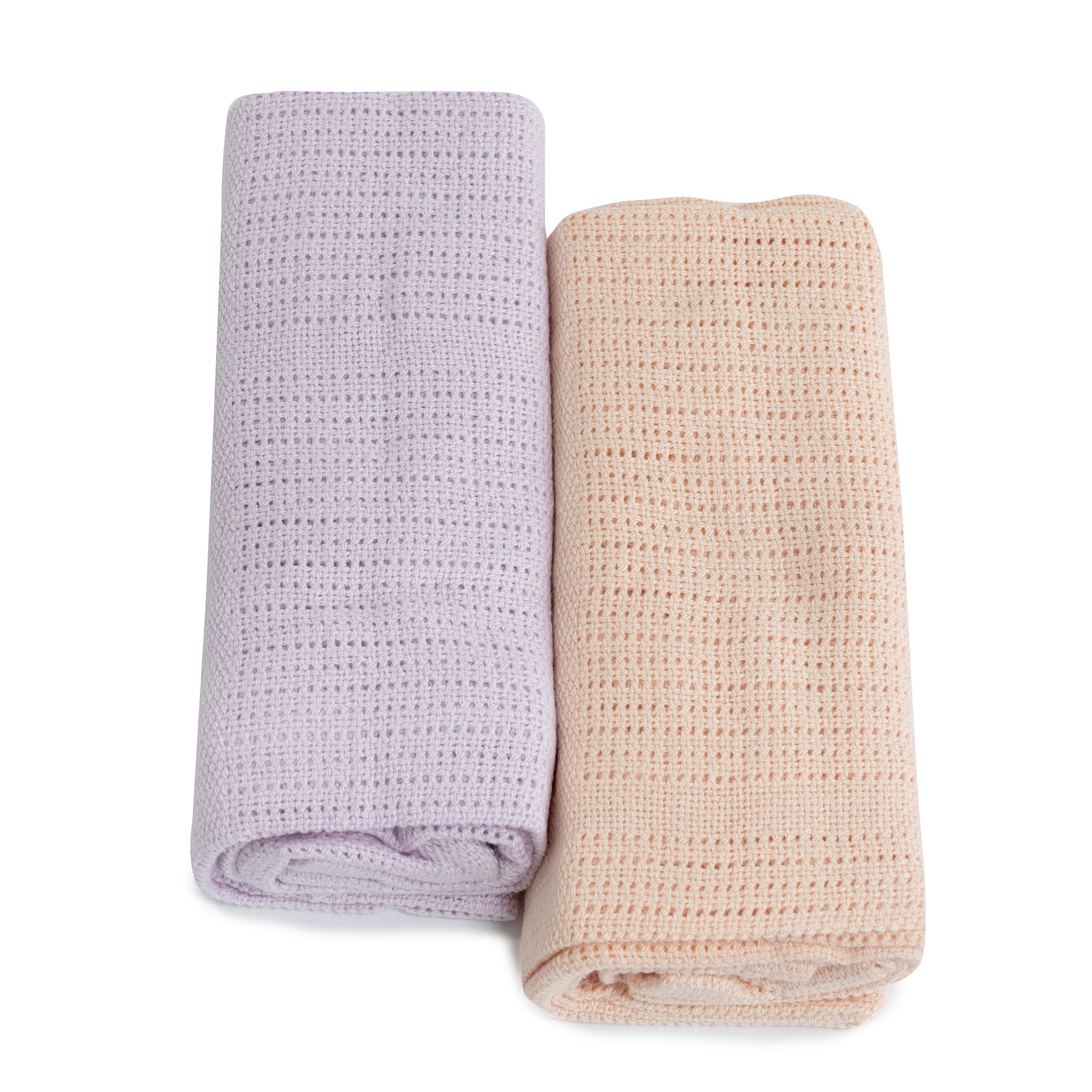 Nordic 2-Pack Cellular Blanket for Baby - Breathable Peach & Lilac Baby Blankets for Nursery, Swaddling, Stroller & Car Seat - Soft Knit Cotton Baby Shower Gift