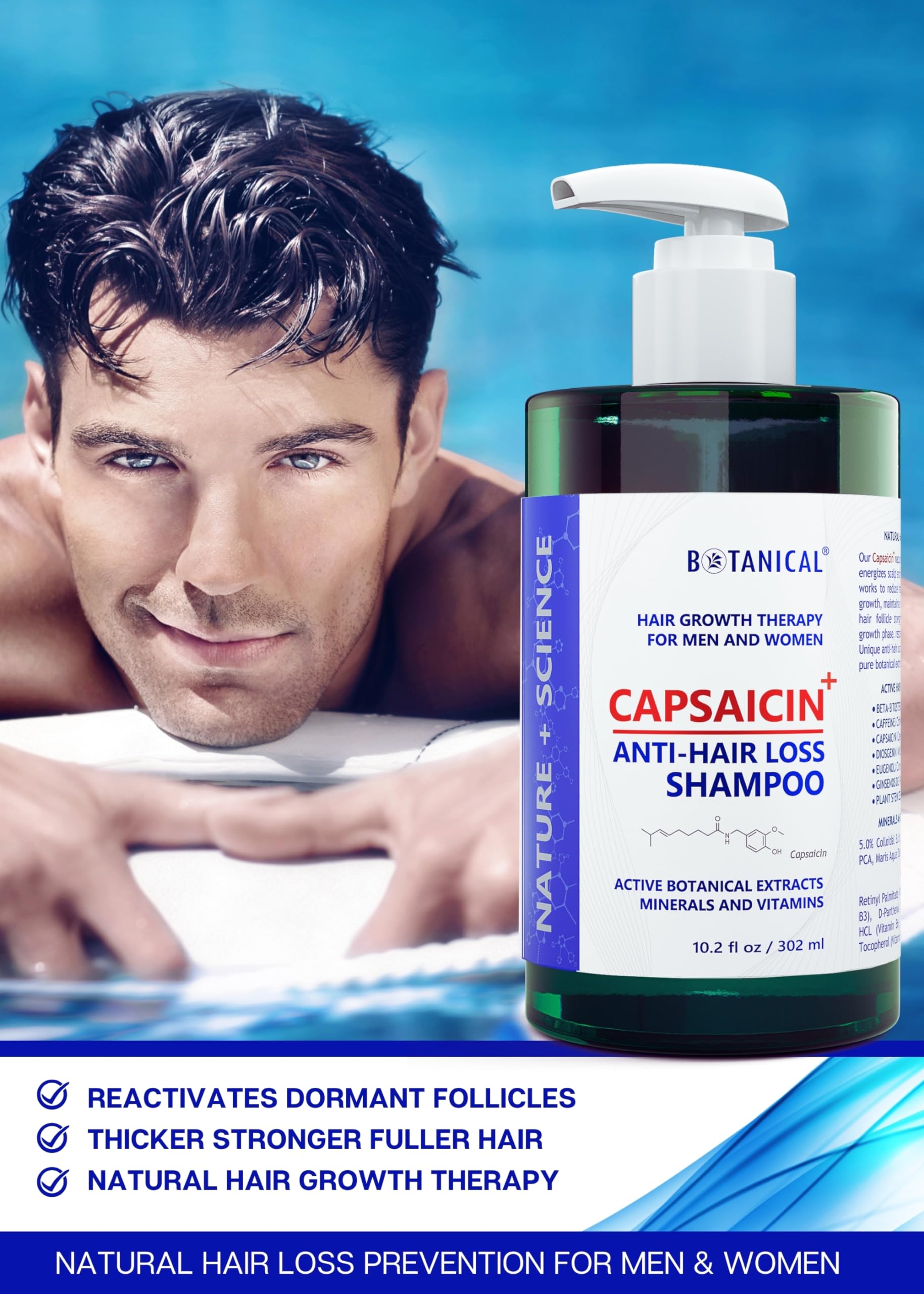 Botanical Hair Growth Therapy for Men & Women - Capsaicin Anti-Hair Loss Pre-Shampoo Scalp Treatment | Thinning Hair Prevention Shampoo & Conditioner | Promotes Natural Hair Growth for Thicker, Fuller Hair | Perfect for Daily Hair Care Routine & Scalp Health Maintenance