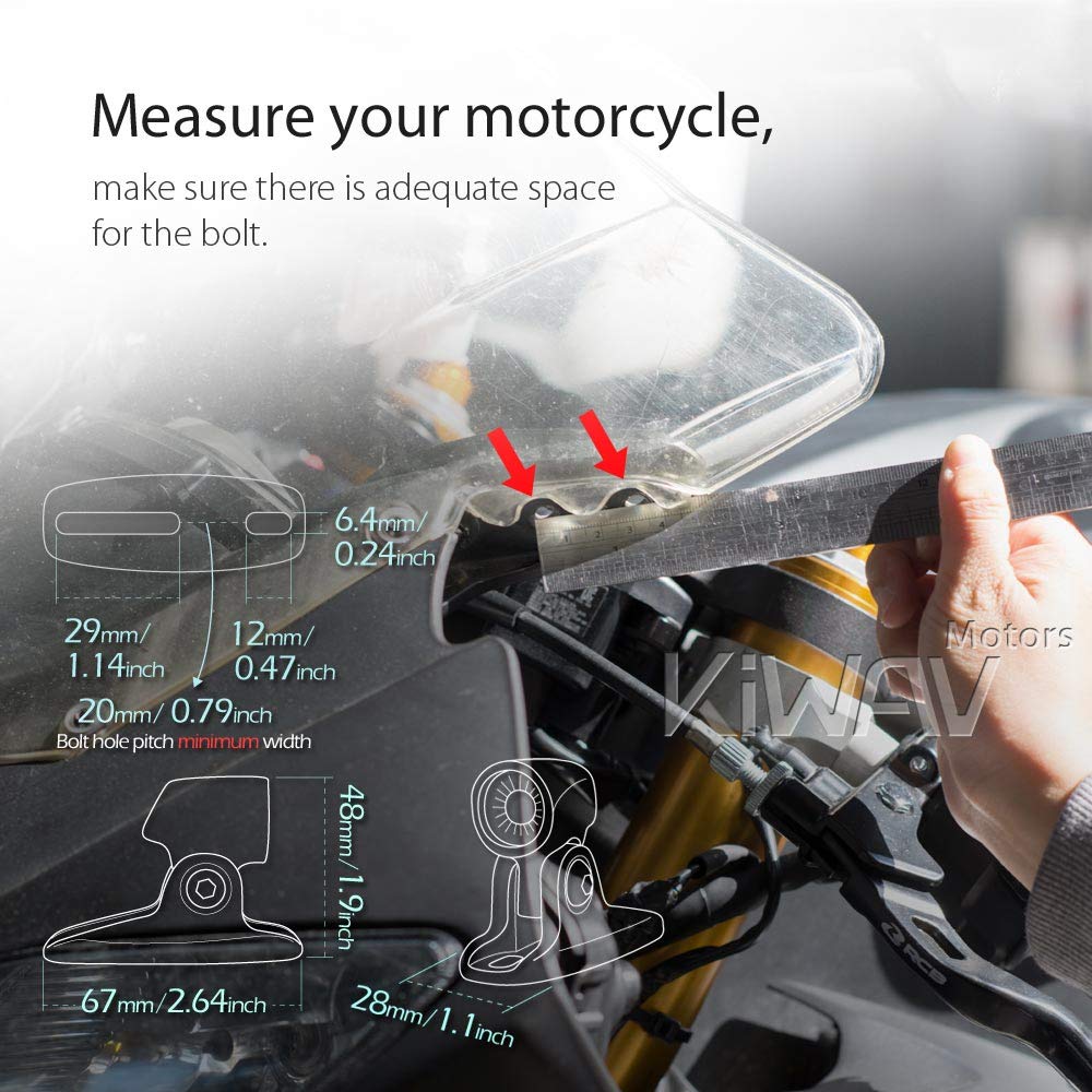KiWAV Motorcycle Mirrors PalmII Black Fairing Mount with Chrome Adapter - Compatible with Ducati Panigale 899 959 1199 1299 - Durable Adjustable Rearview Mirrors for Enhanced Safety on Road Trips & City Commuting