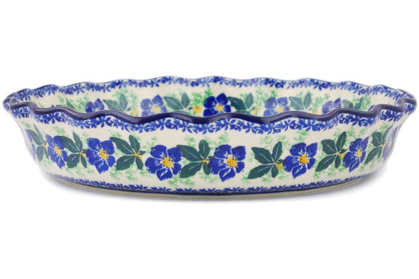 10 Inch Fluted Pie Dish with Infinity Flower Design - Perfect for Baking Apple Pies, Quiches, and Tarts | Oven Safe Ceramic Pie Pan for Thanksgiving & Holiday Desserts