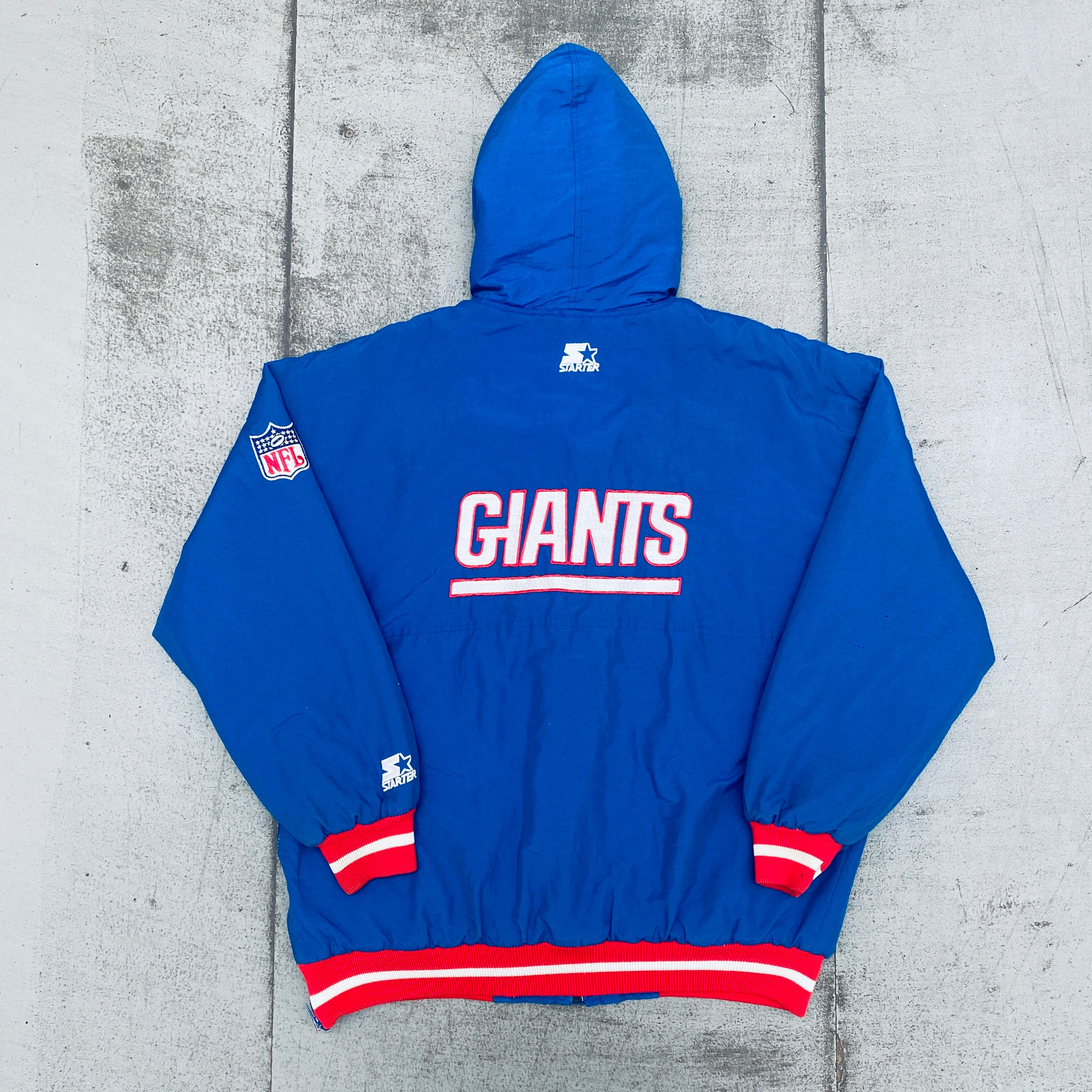 New York Giants 1990s Full-Zip Starter Parka Jacket for Men - Vintage NFL Football Fan Outerwear (Large) - Perfect for Game Day, Tailgating & Cold Weather Fashion