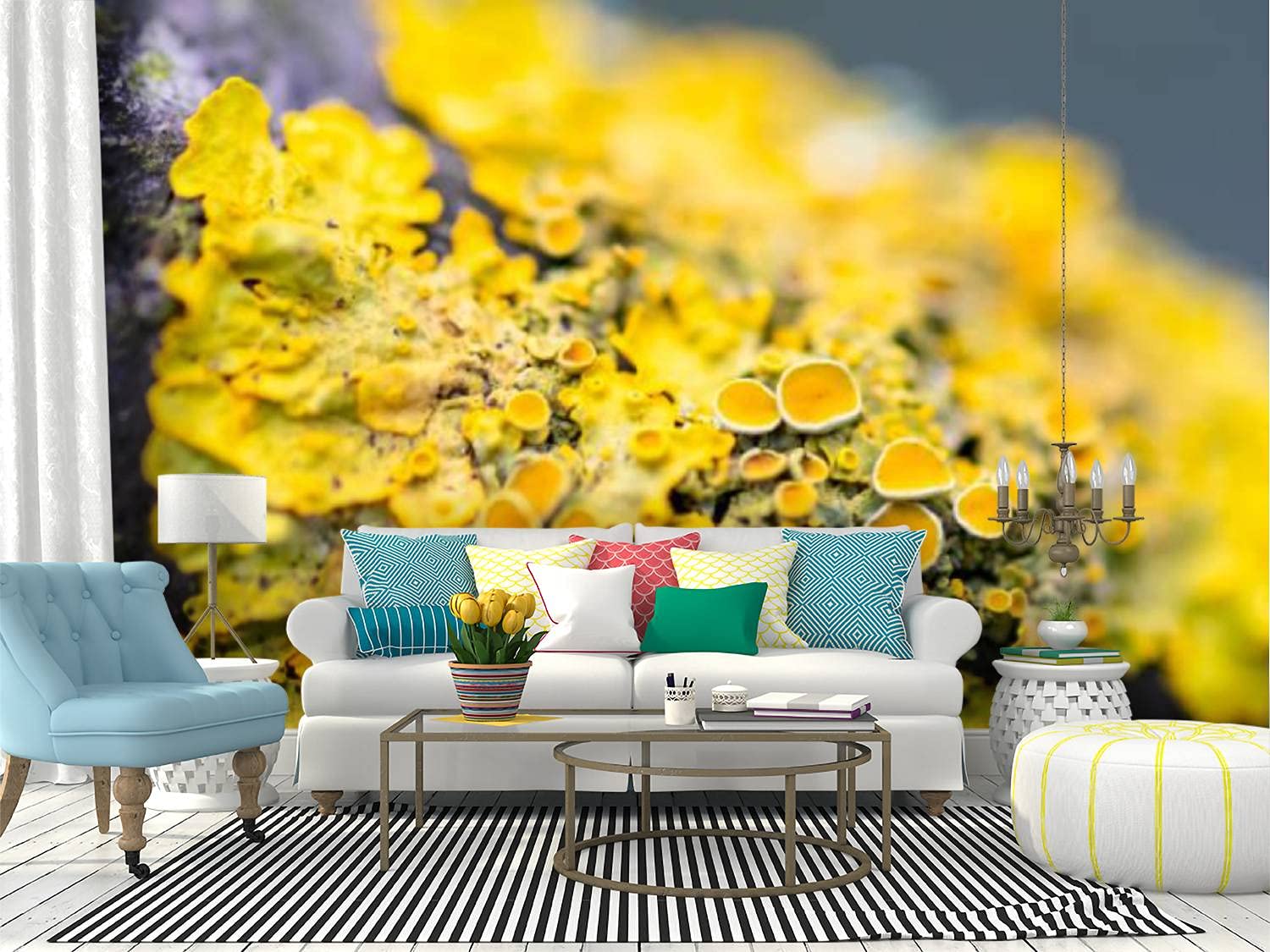 RECETHROWS Peel and Stick Wallpaper - Lichen on a Twig Self-Adhesive Vinyl Wall Mural, Large Removable Wall Sticker for Home Decor, Shelf Liner | Perfect for Bedroom, Living Room, Nursery & Office