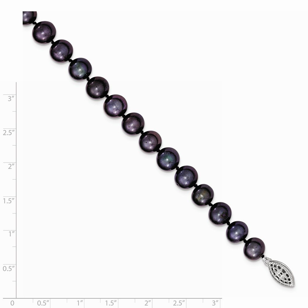 925 Sterling Silver 8-9mm Black Freshwater Cultured Pearl Necklace for Women - Elegant Jewelry Gift for Wedding, Anniversary & Special Occasions