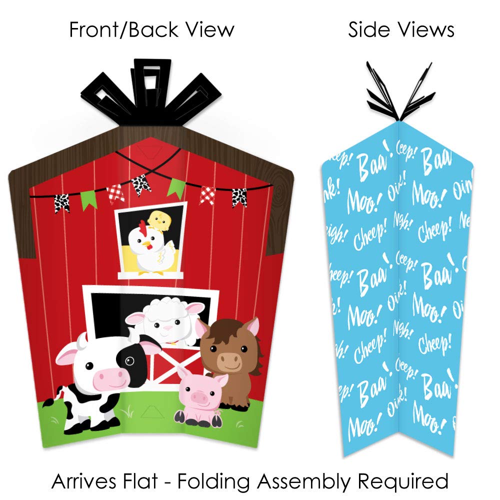 Big Dot of Happiness Farm Animals Table Decorations - 10-Piece Barnyard Baby Shower & Birthday Party Centerpieces (Fold & Flare Design) - Perfect for Farm-Themed Events, Nursery Decor, and Country-Style Celebrations