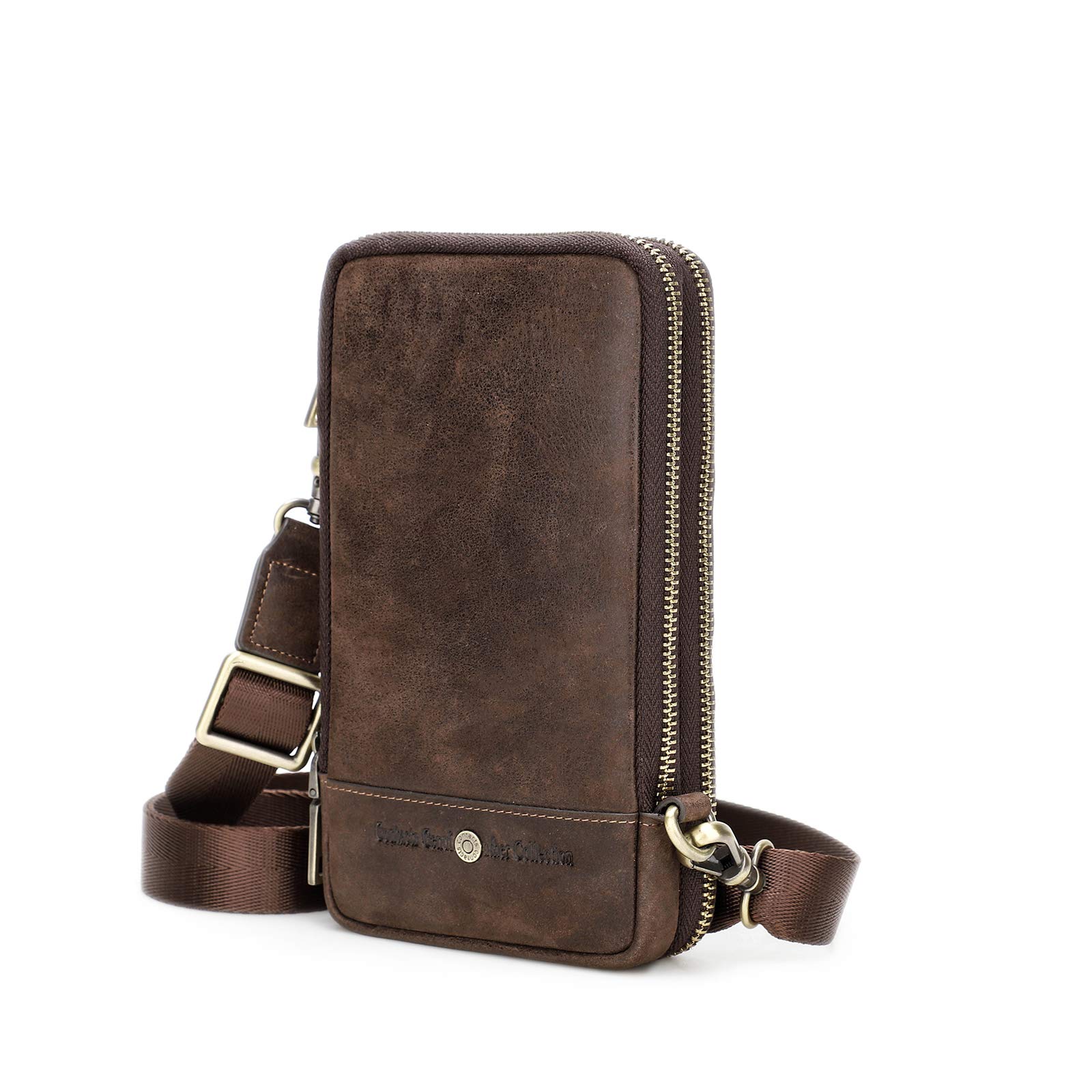 Genuine Leather Crossbody Phone Pouch Belt Bag - Small Messenger Purse with Zipper Closure - Perfect for Travel, Shopping & Daily Essentials