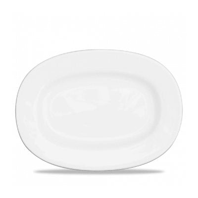 Churchill APR AO131 Alchemy White 13-Inch Rimmed Oval Bowl - Set of 6 White Porcelain Serving Bowls - Perfect for Restaurants, Catering & Elegant Dinner Parties