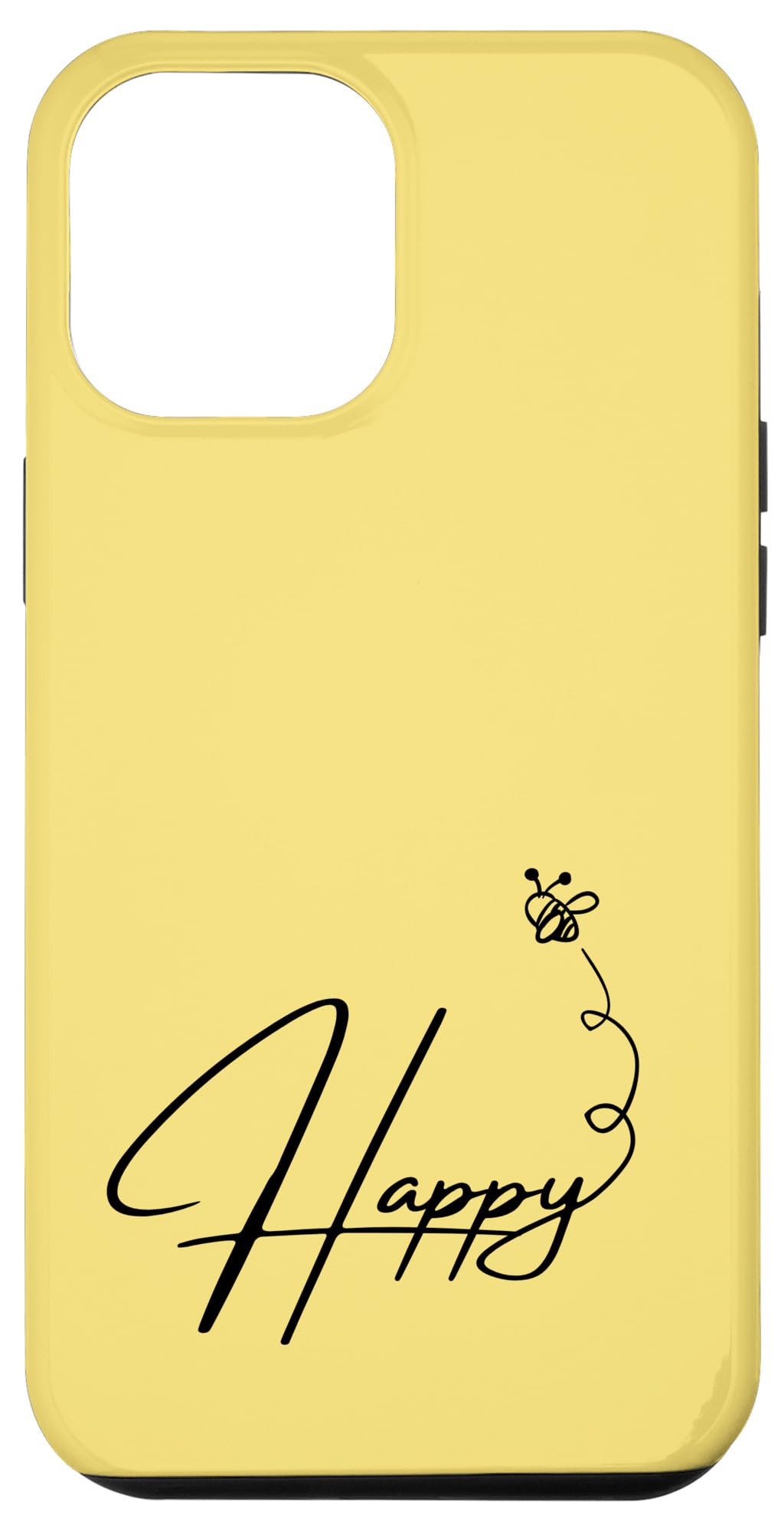 iPhone 12 Pro Max Case - Vintage Motivational Quote Bee Design, Yellow Protective Cover for iPhone 12 Pro Max | Cute & Happy Style for Everyday Use, Work, and Travel