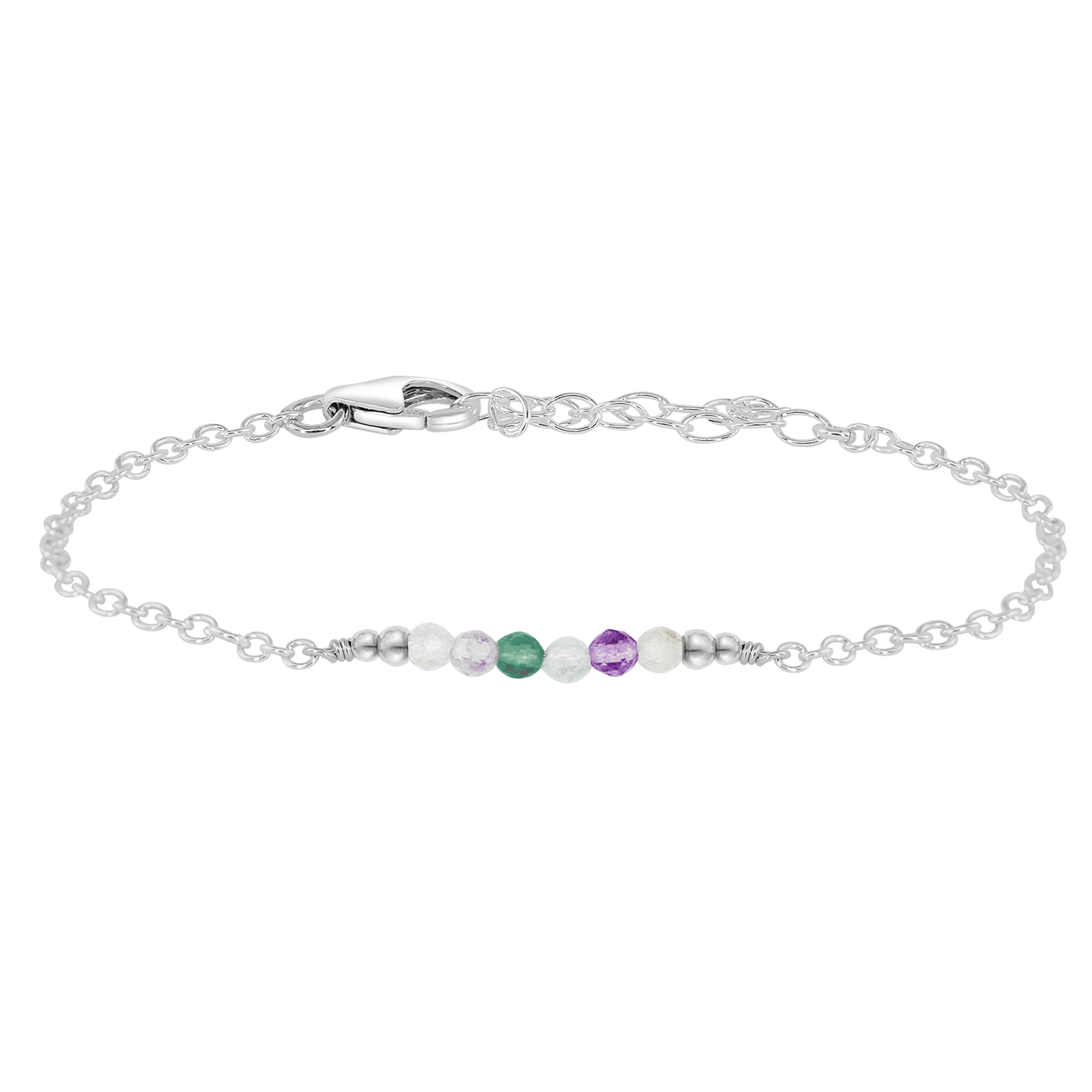 Sparkling Rainbow Fluorite Gemstone Faceted Bead Bar Bracelet for Women - Healing Crystal Jewelry for Meditation, Yoga & Positive Energy