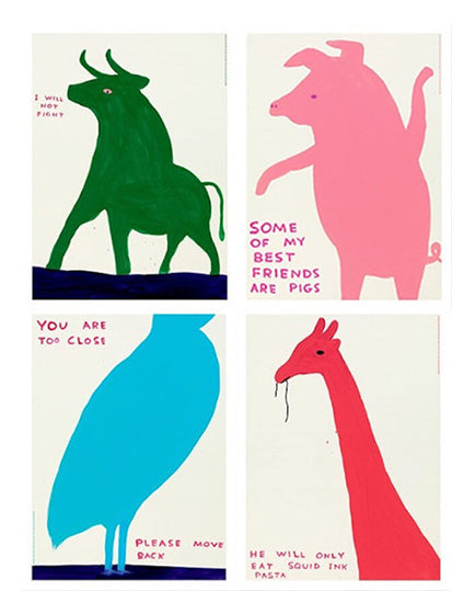DAVID SHRIGLEY Animal Series - Set of 4 Limited Edition Lithographs - Modern Art Prints for Home & Office Decor