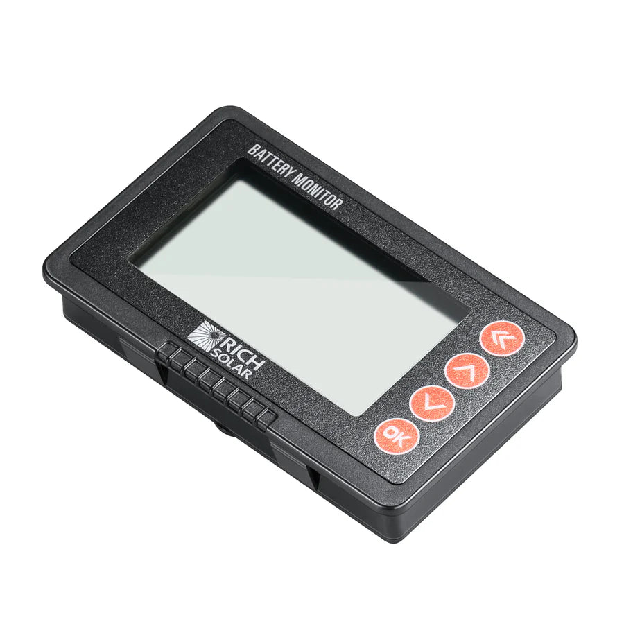 RICH SOLAR 500A Battery Monitor with LCD Display - 8~120V RV Battery Monitor for Solar Power, Marine, Automotive & Off-Grid Applications - Perfect for RV, Boat, Truck & Home Energy Systems