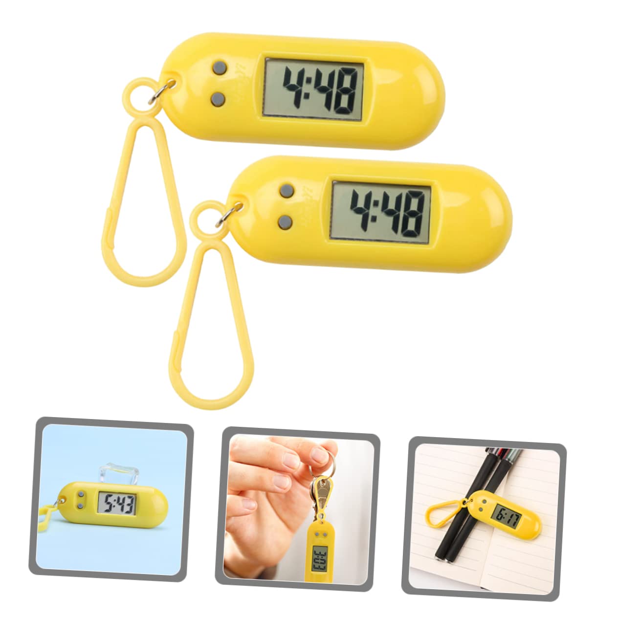 Kisangel 2-Pack Student Digital Keychain Watch - Portable Plastic Key Fob Watch for Kids, Teens & School Use - Perfect for Backpacks, Lunchboxes & School Supplies Organization