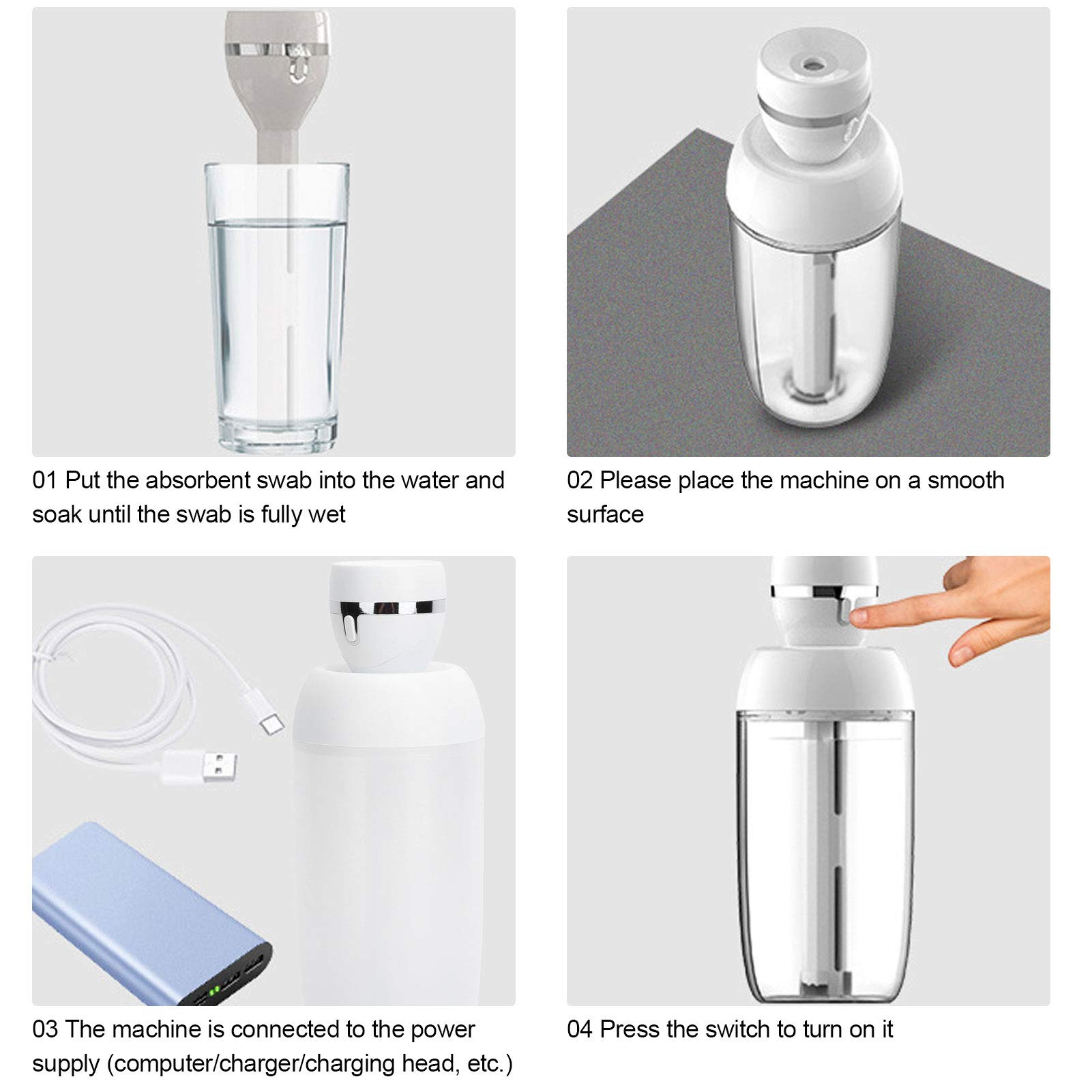 2 Pack Portable Humidifier - Auto Shutoff, Large Mist Output, Compact & Quiet for Home, Office, Bedroom - Perfect for Dry Air Relief & Better Sleep