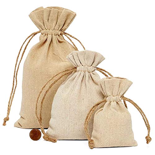 12 Pack Natural Linen Drawstring Bags 3