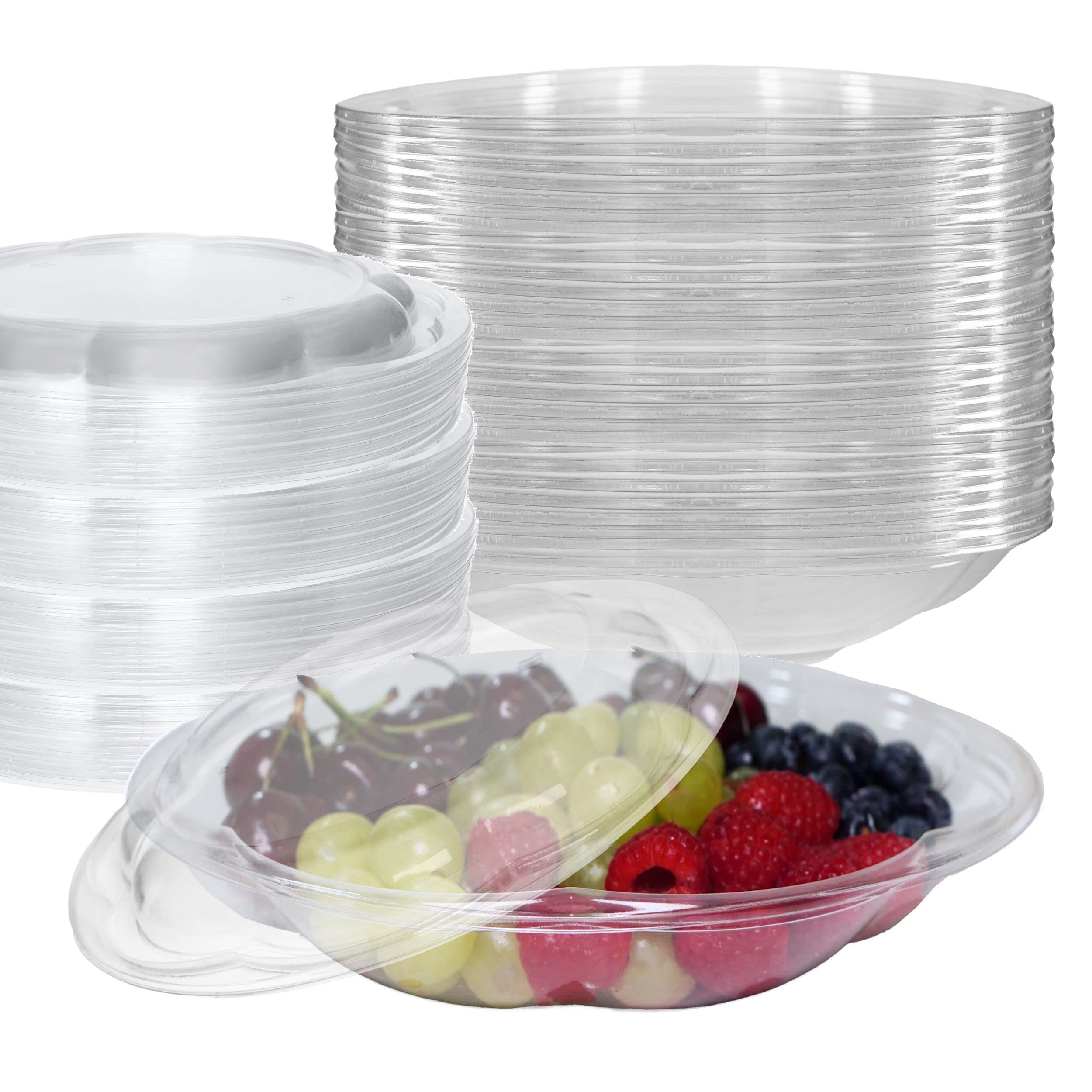 40oz Clear Plastic Salad Bowls with Lids - Disposable Airtight Food Containers for Lunch, Meal Prep, Salads, Fruits, Parfait | Leakproof & Fresh | Bulk Pack of 150 | Perfect for Office Lunch, Picnics, Parties & Takeout
