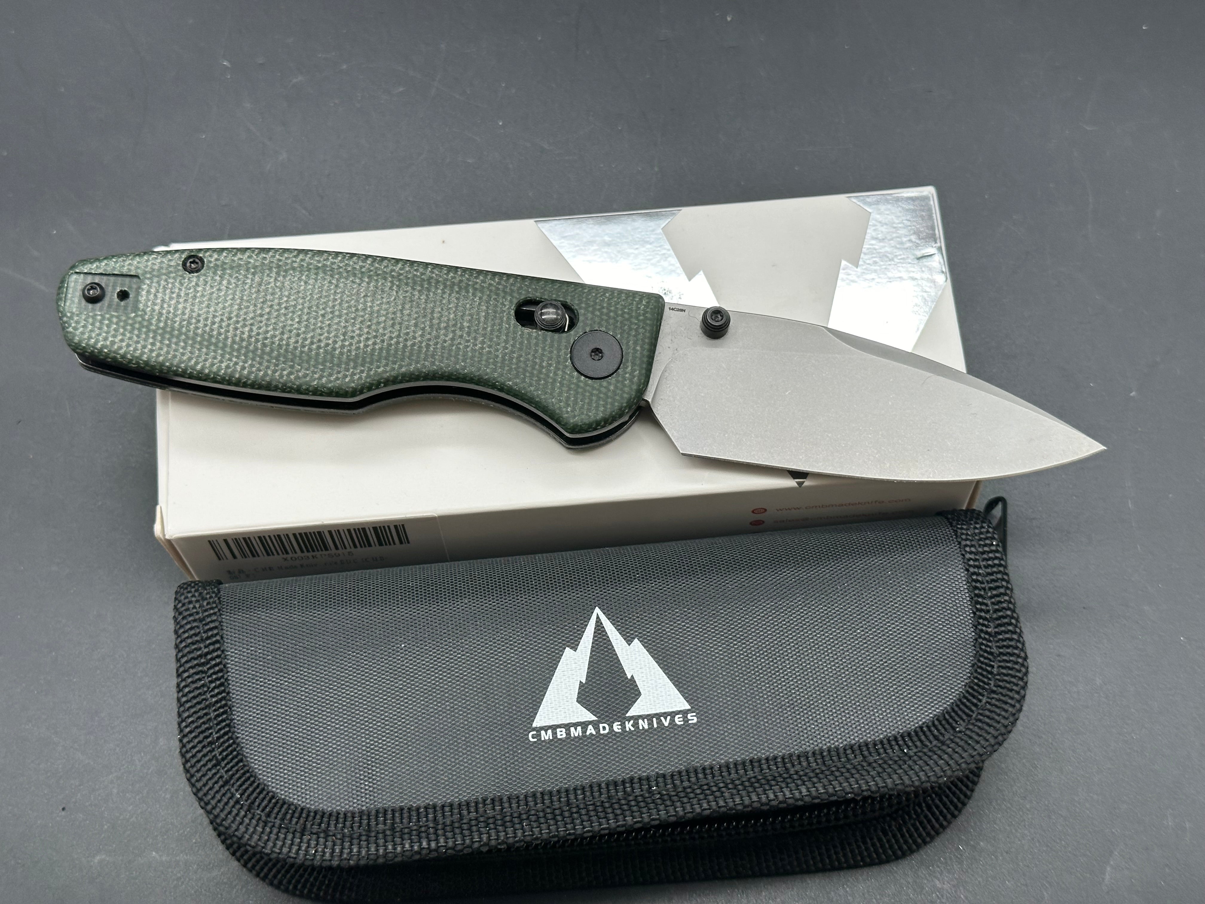 CMB Predator Axis Lock Folding Knife - Green Micarta Handle, 3.4