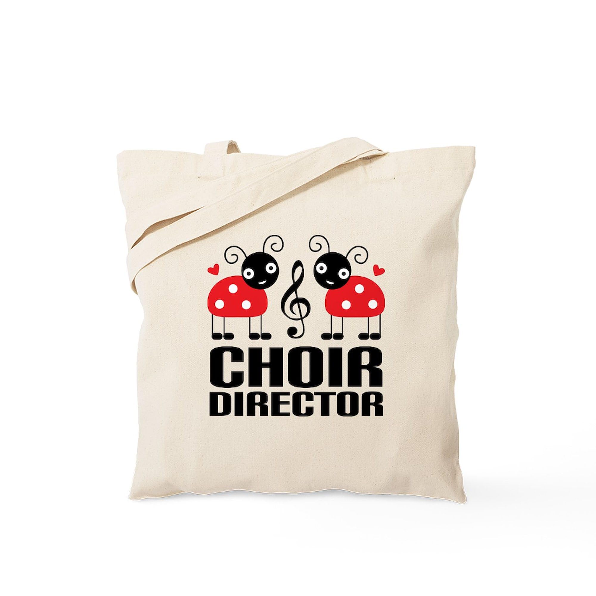 Cute Choir Director Ladybug Tote Bag - Natural Canvas Reusable Shopping Bag for Women | Perfect for Groceries, Work, School & Church