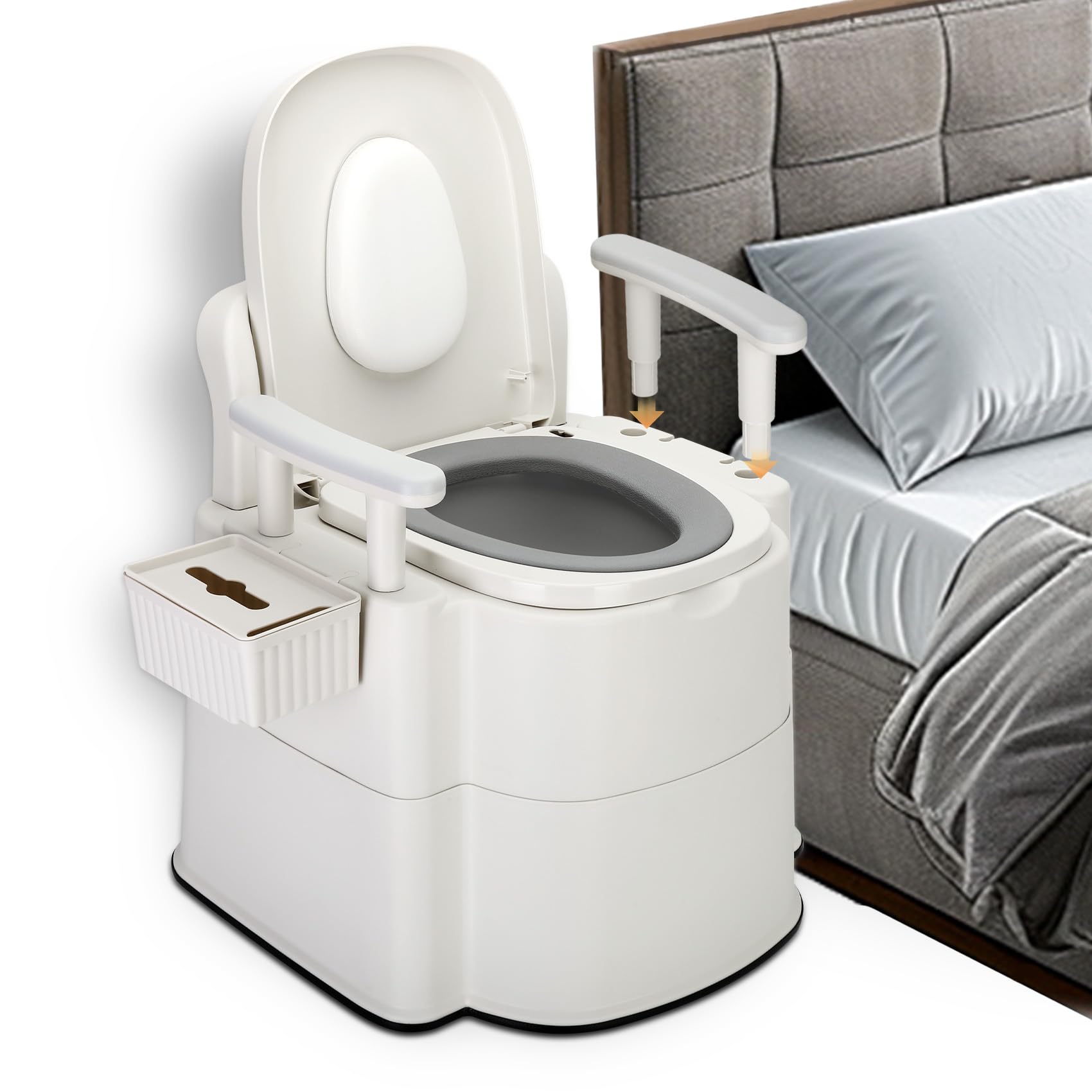 Upgraded Safety Commode Toilet for Elderly & Disabled - 520 lbs Weight Capacity, Detachable Armrests, Anti-Odor Design - Bedside Toilet Chair for Adults with Easy Installation - Ideal for Home Care, Post-Surgery & Mobility Assistance