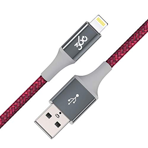 Premium 8ft Braided Lightning Cable - MFi Certified Fast Charging Cord for iPhone & iPad | Durable Cranberry Color | Perfect for Home, Office & Travel Use