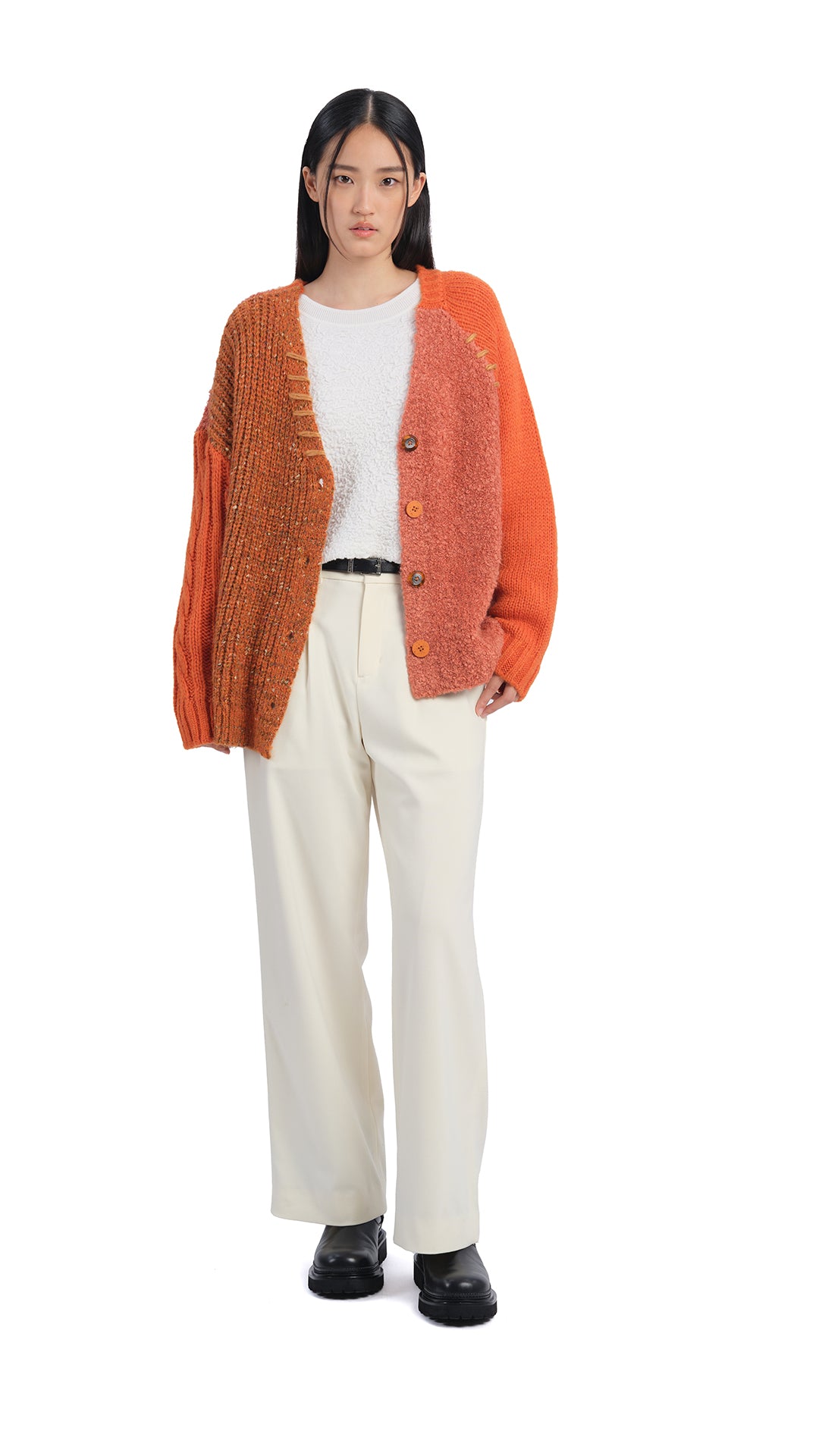 Stylish Patchwork Cardigan for Women - Cozy Knit Sweater with Unique Design - Perfect for Fall, Winter & Layering Outfits