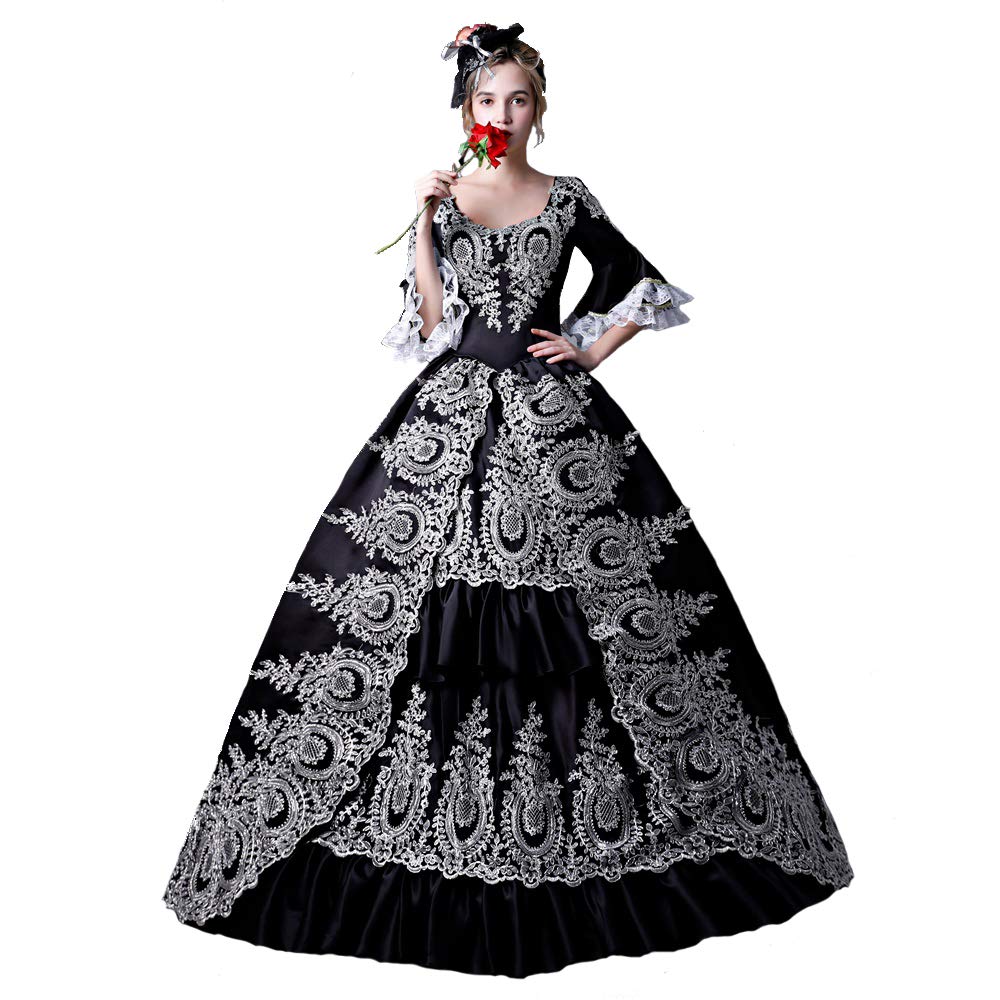 CountryWomen Women's Royal Retro Medieval Renaissance Dress - Elegant Satin Masquerade Gown for Cosplay, Halloween & Historical Reenactments