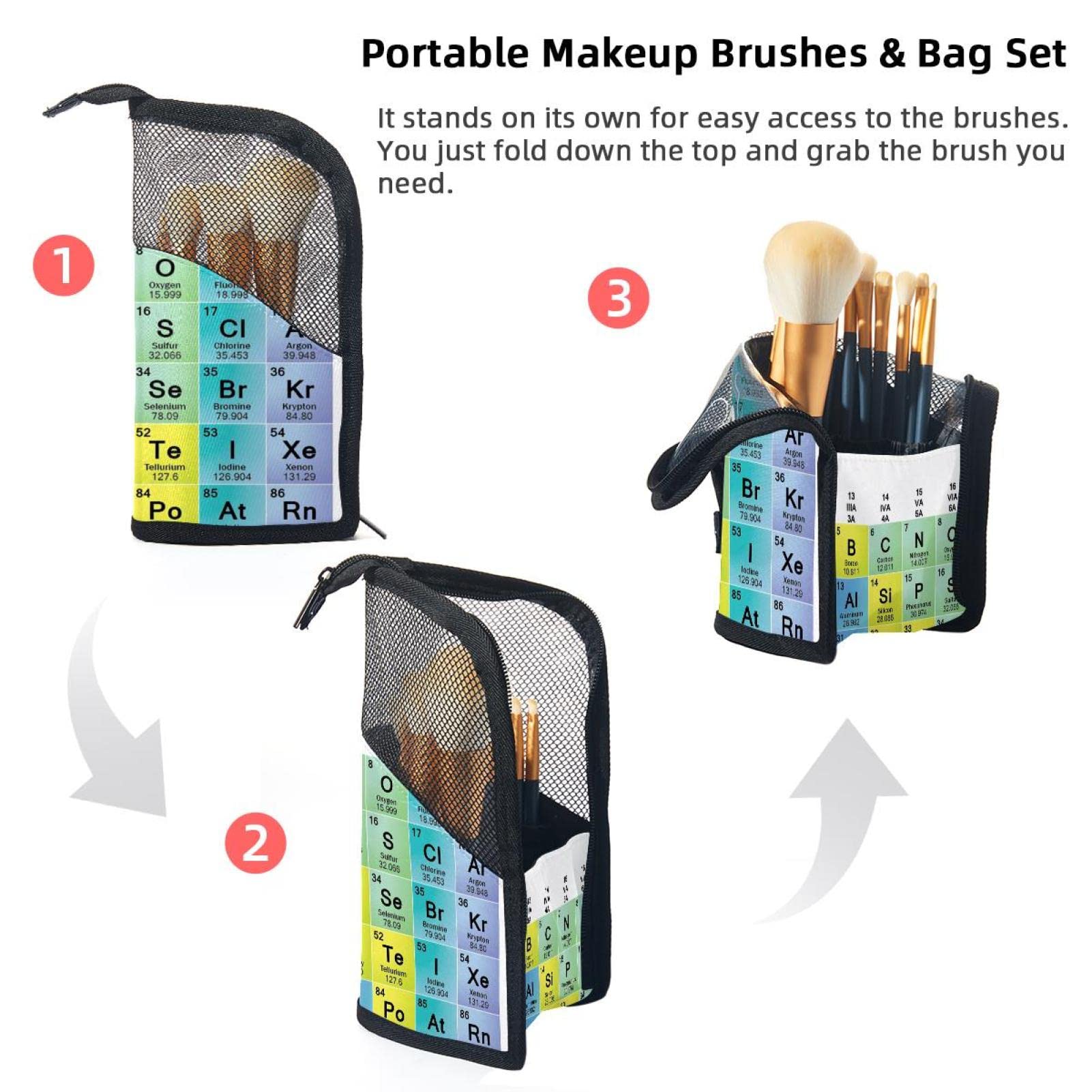 12-Piece Makeup Brush Organizer Bag with Brush Holder - Portable Travel Cosmetic Brush Case for Makeup Artists & Students - Perfect for Home, Salon, and On-the-Go Makeup Application