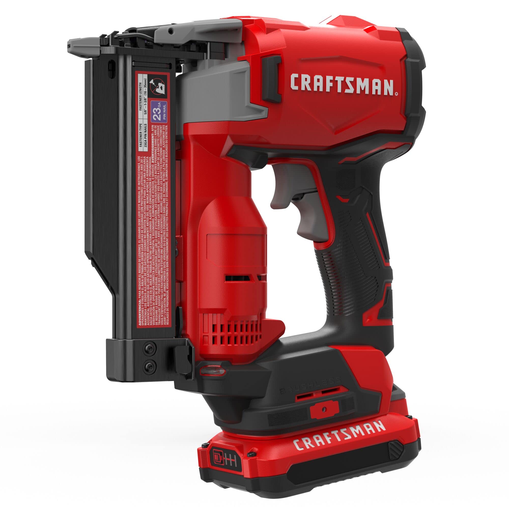 CRAFTSMAN V20 Cordless 23-Gauge Pin Nailer Kit with Battery & Charger (CMCN623C1) - Perfect for Trim Work, Cabinetry, and DIY Home Projects