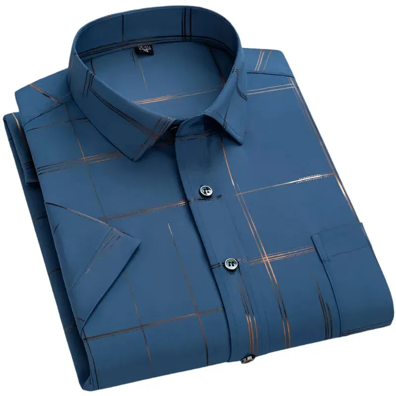 Breathable Summer Slim Fit Men's Striped Casual Shirt | Lightweight Button Down for Office, Beach & Outdoor Activities