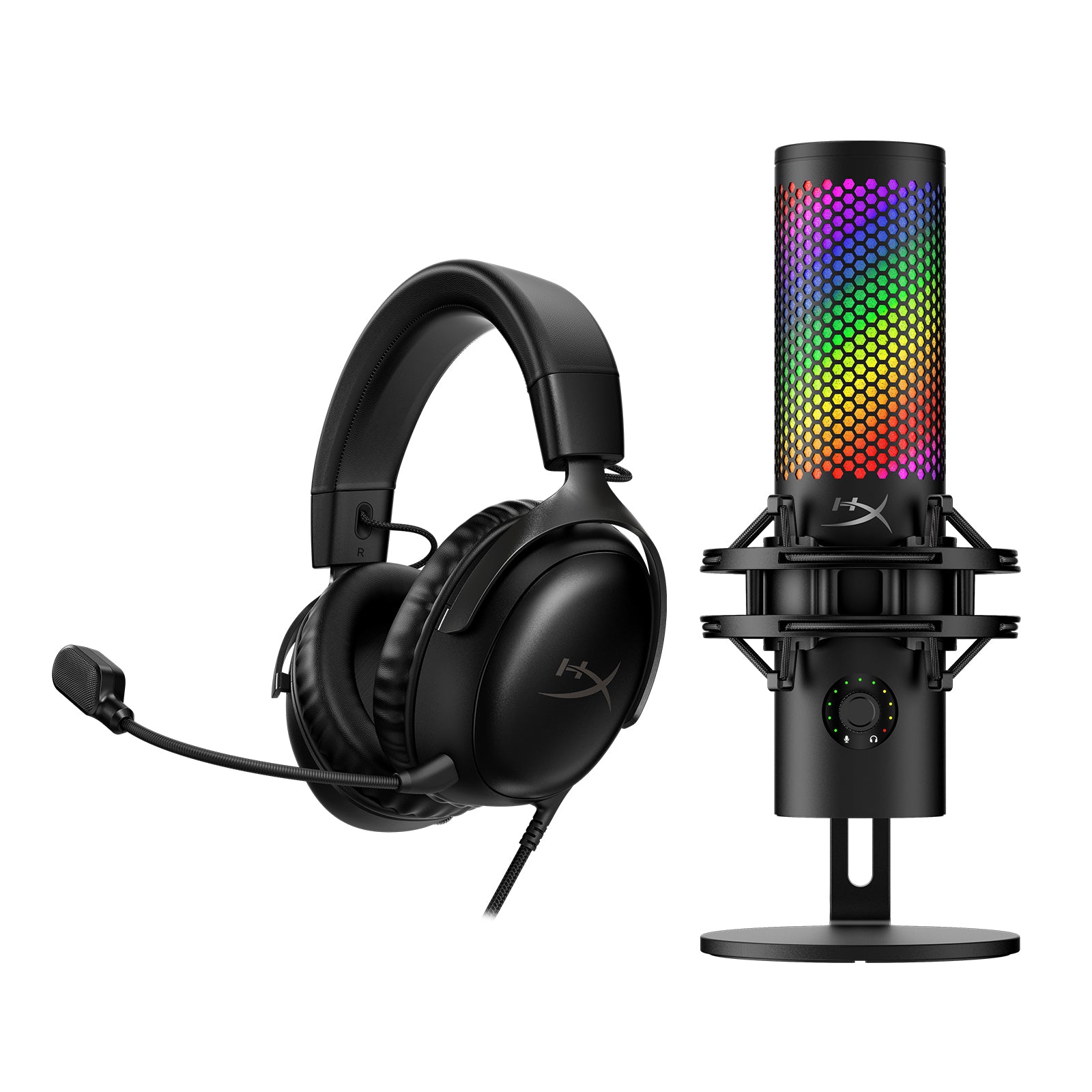 HyperX Cloud III Wired Gaming Headset with QuadCast S USB Microphone Bundle - Perfect for PC, PS5, Xbox & Streaming Setup