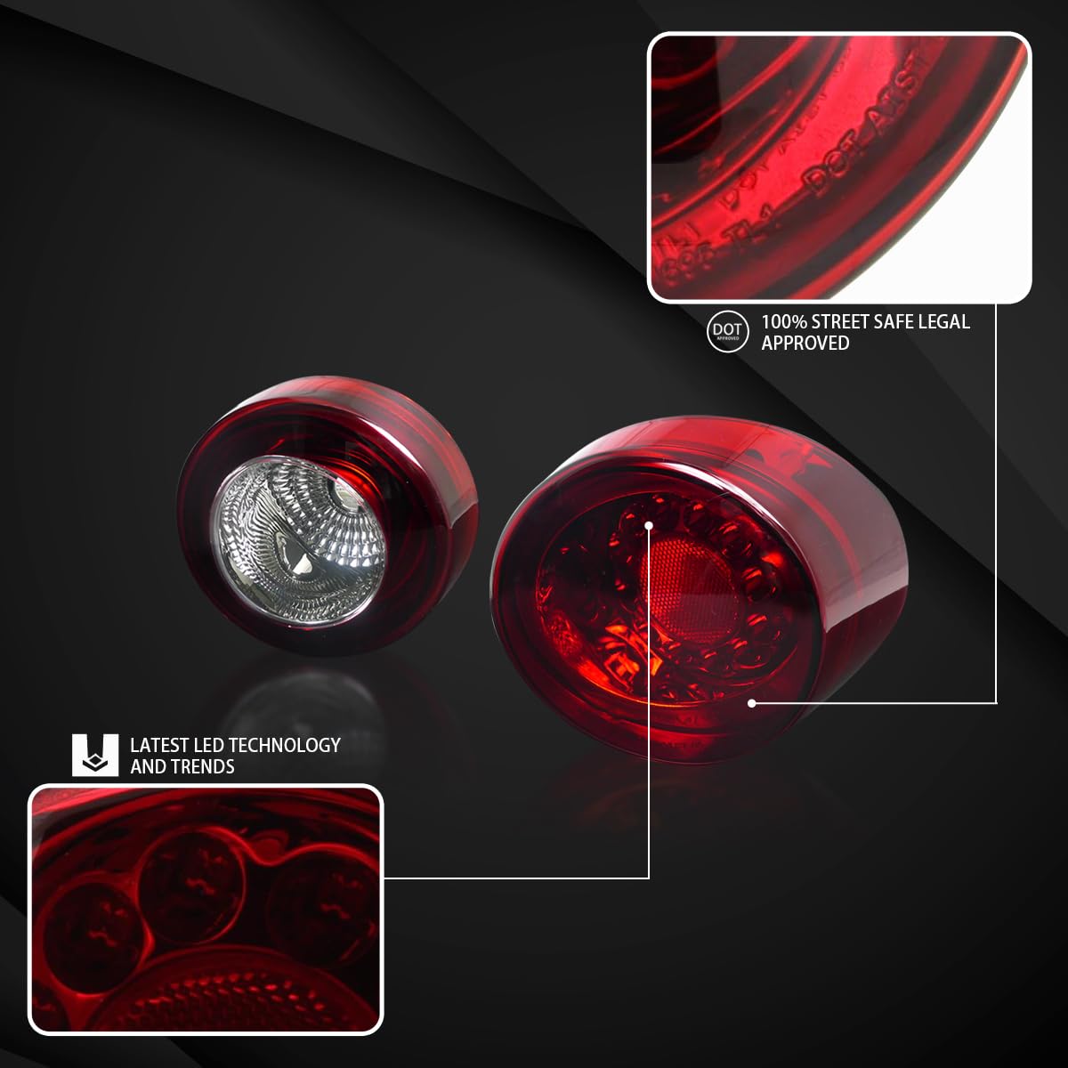 AUTOZENSATION LED Tail Lights Brake Lamps - Red Clear Lens Pair for 2005-2010 Chevy Cobalt Coupe 2 Door (Left + Right Assembly) | Enhanced Visibility & Style for Night Driving & Car Customization